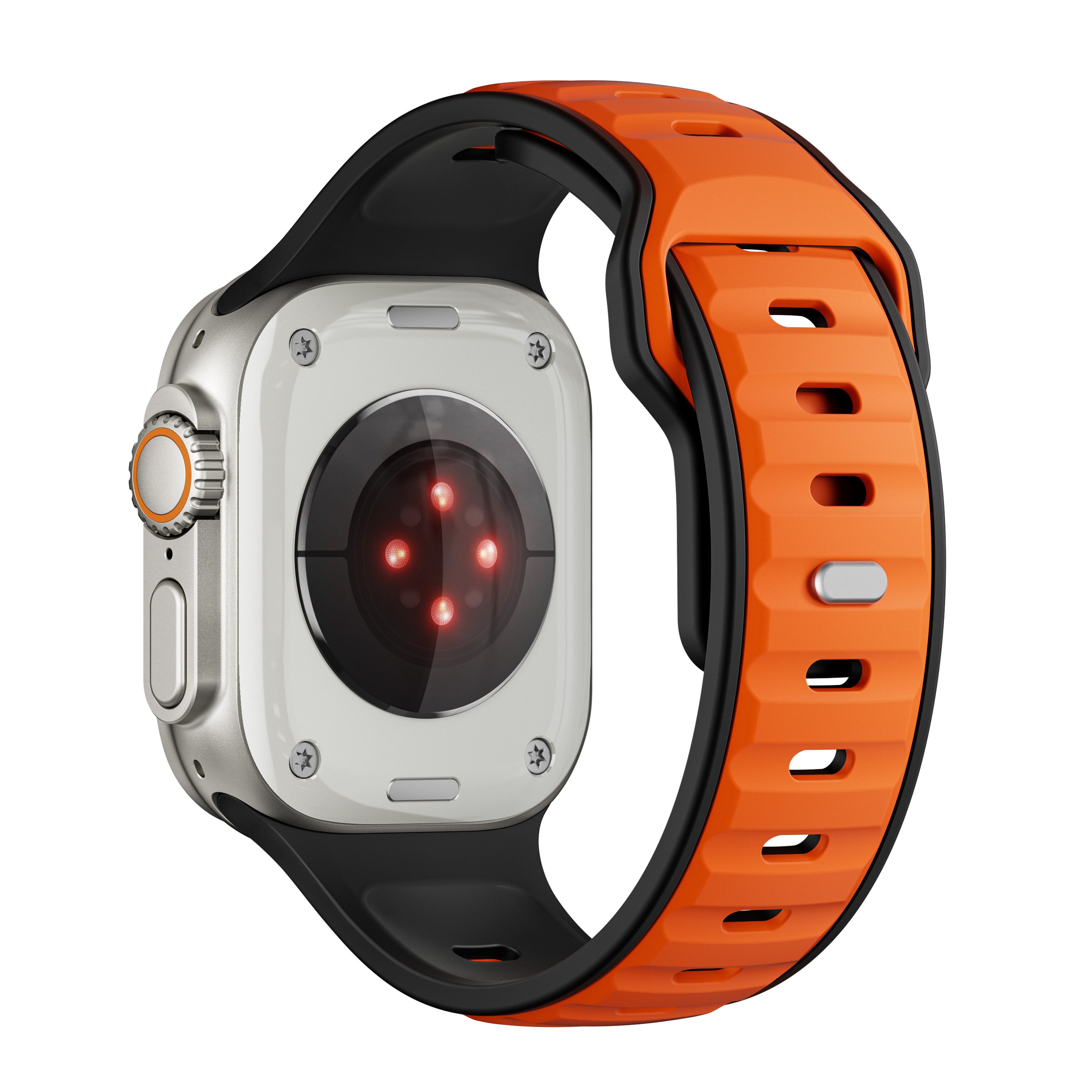 Apple Watch premium outdoor siliconen bandje (oranje/zwart)