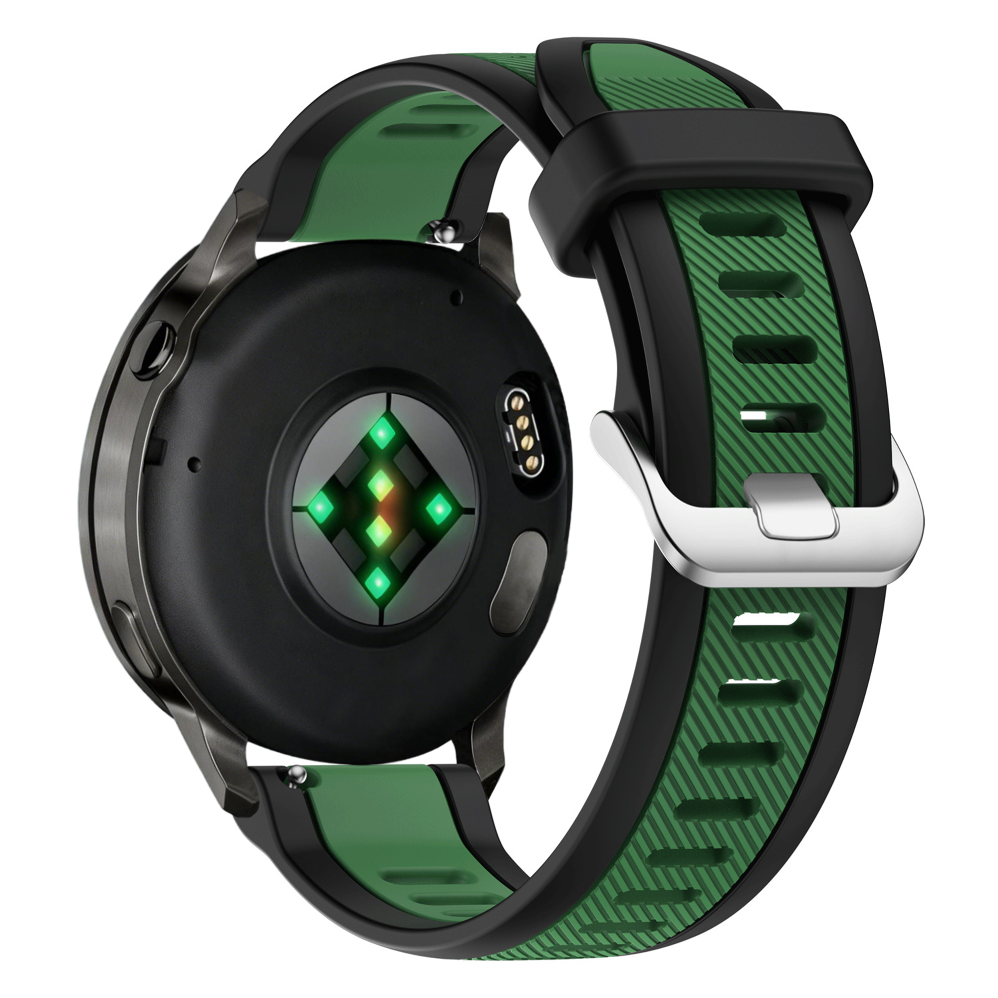 Bandz Garmin Vivoactive 3 Dual Buckled Sport Strap (Black/Green)