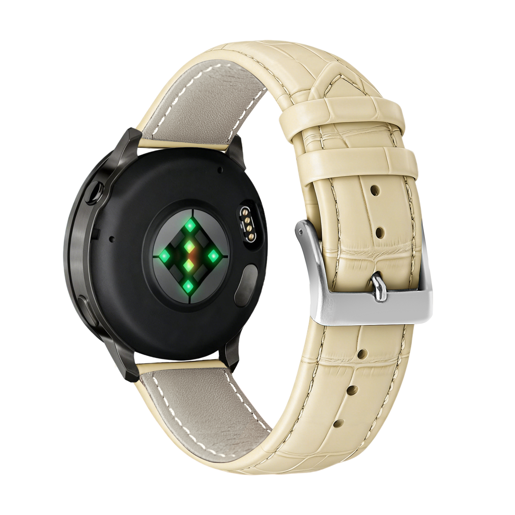 Bandz Garmin Venu SQ 2 Leather Strap Crocodile Grain (Beige)