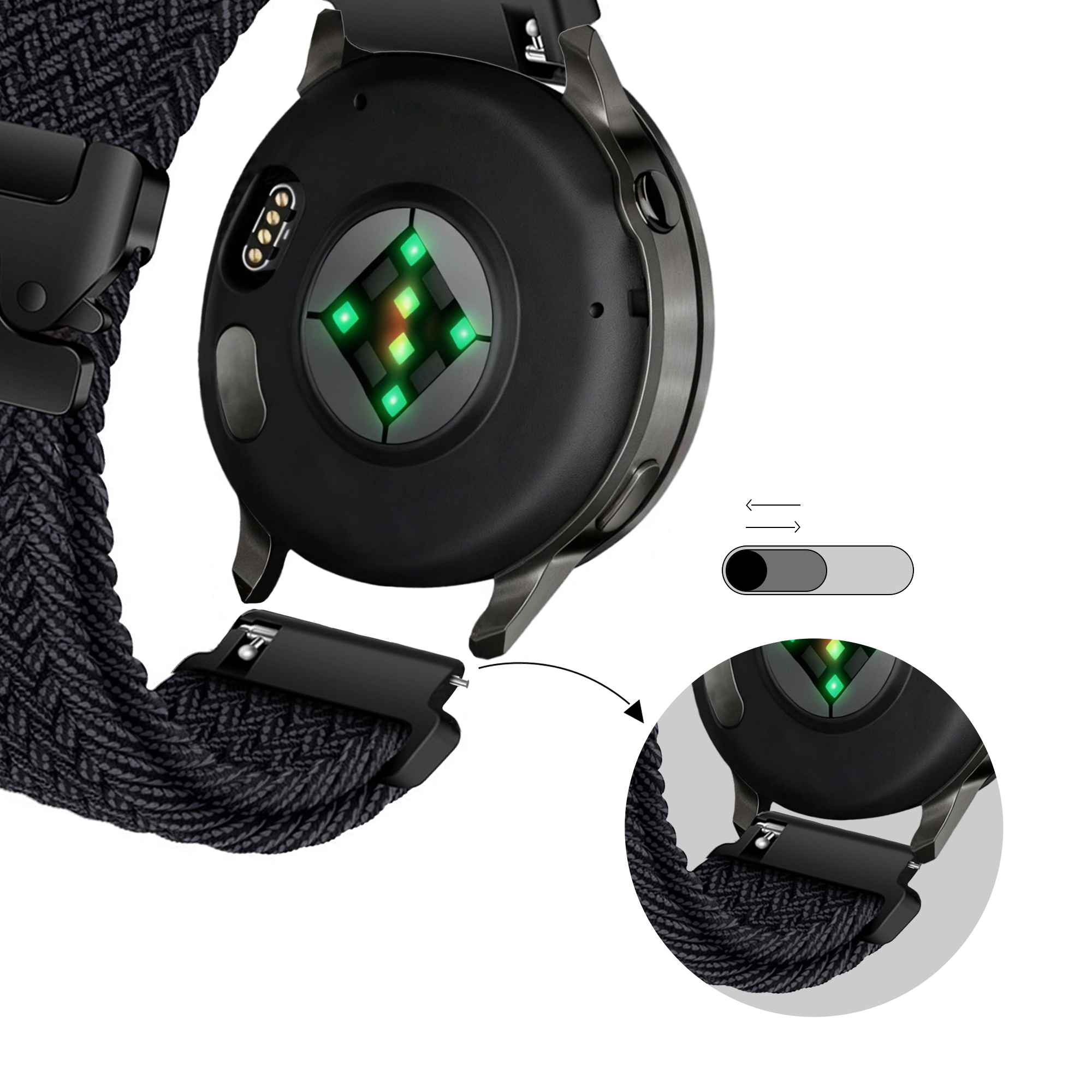 Bandz Garmin Forerunner 265 Braided Strap 'Parachute' (Graphite)