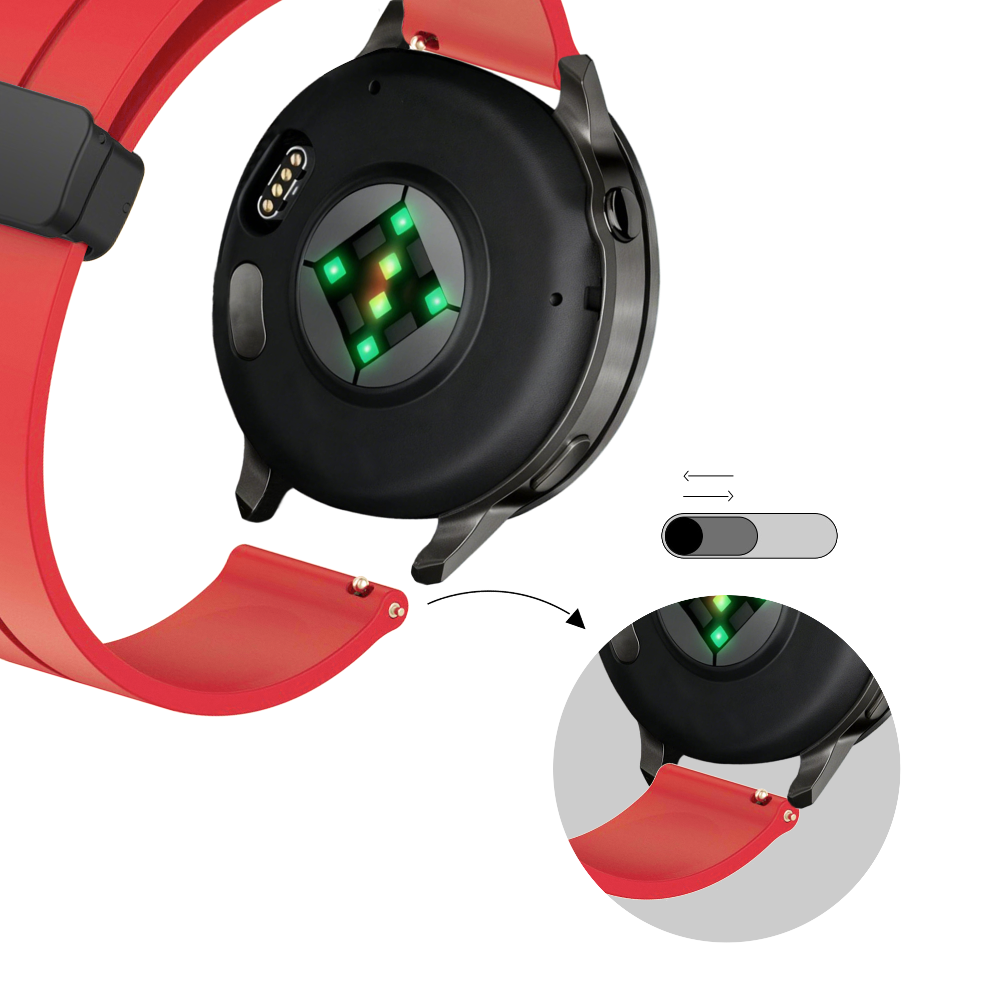 Bandz Garmin Venu 3 siliconen band met D-buckle (rood)