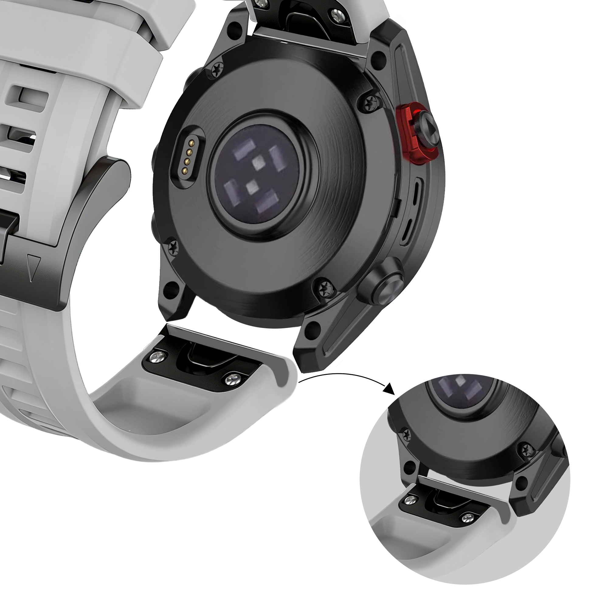 Bandz Garmin Approach S70 - 47mm siliconen band 'Classic' (grijs)