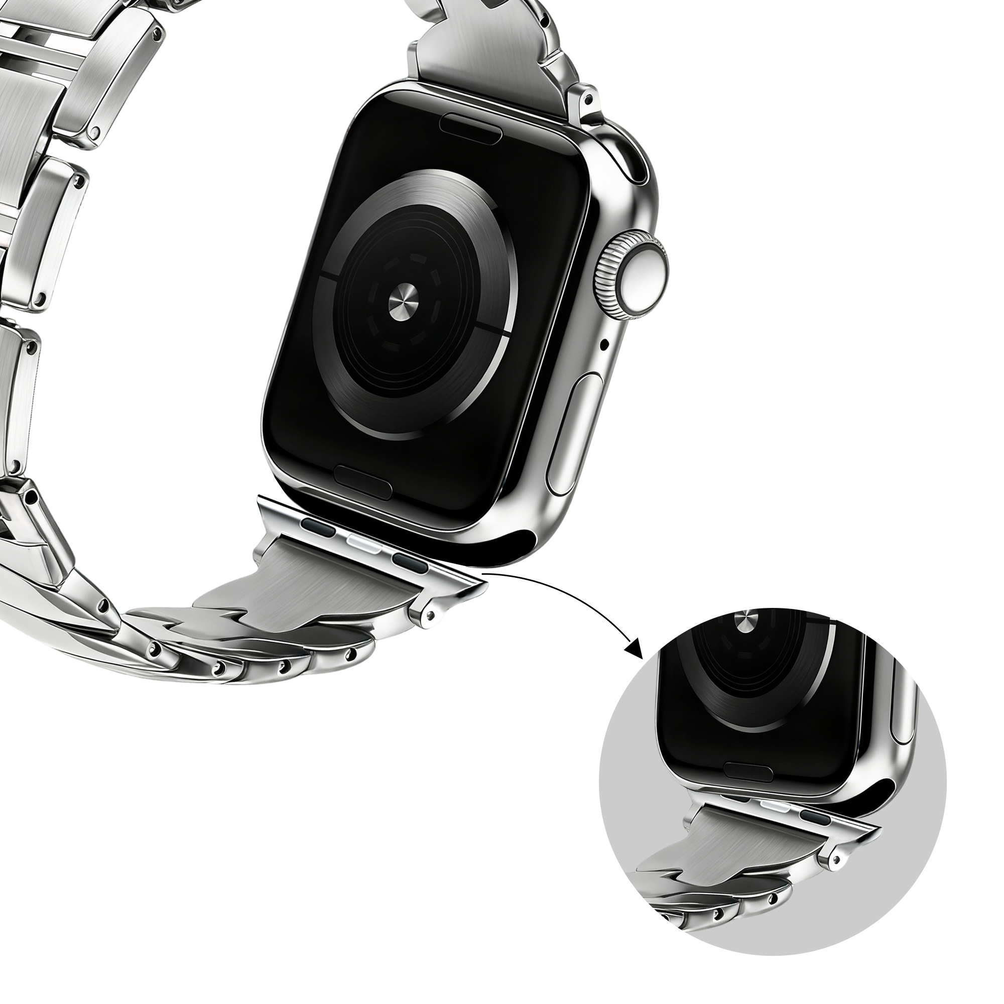 Bandz Apple Watch Premium Metal Strap 'Twisted' (Silver)