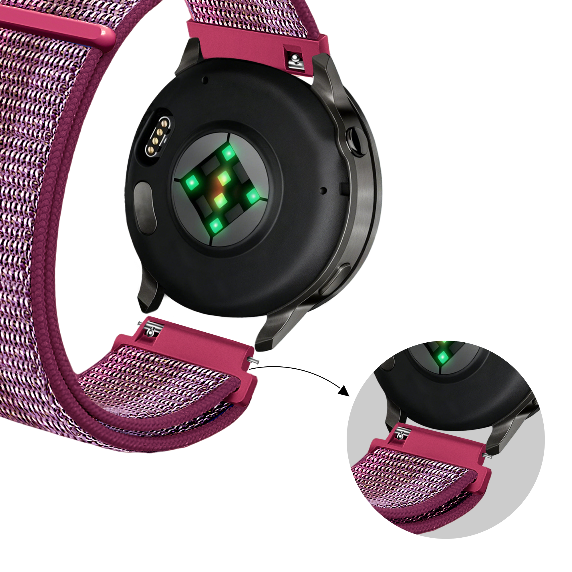 Bandz Garmin Vivoactive 4s nylon loop band (berry)