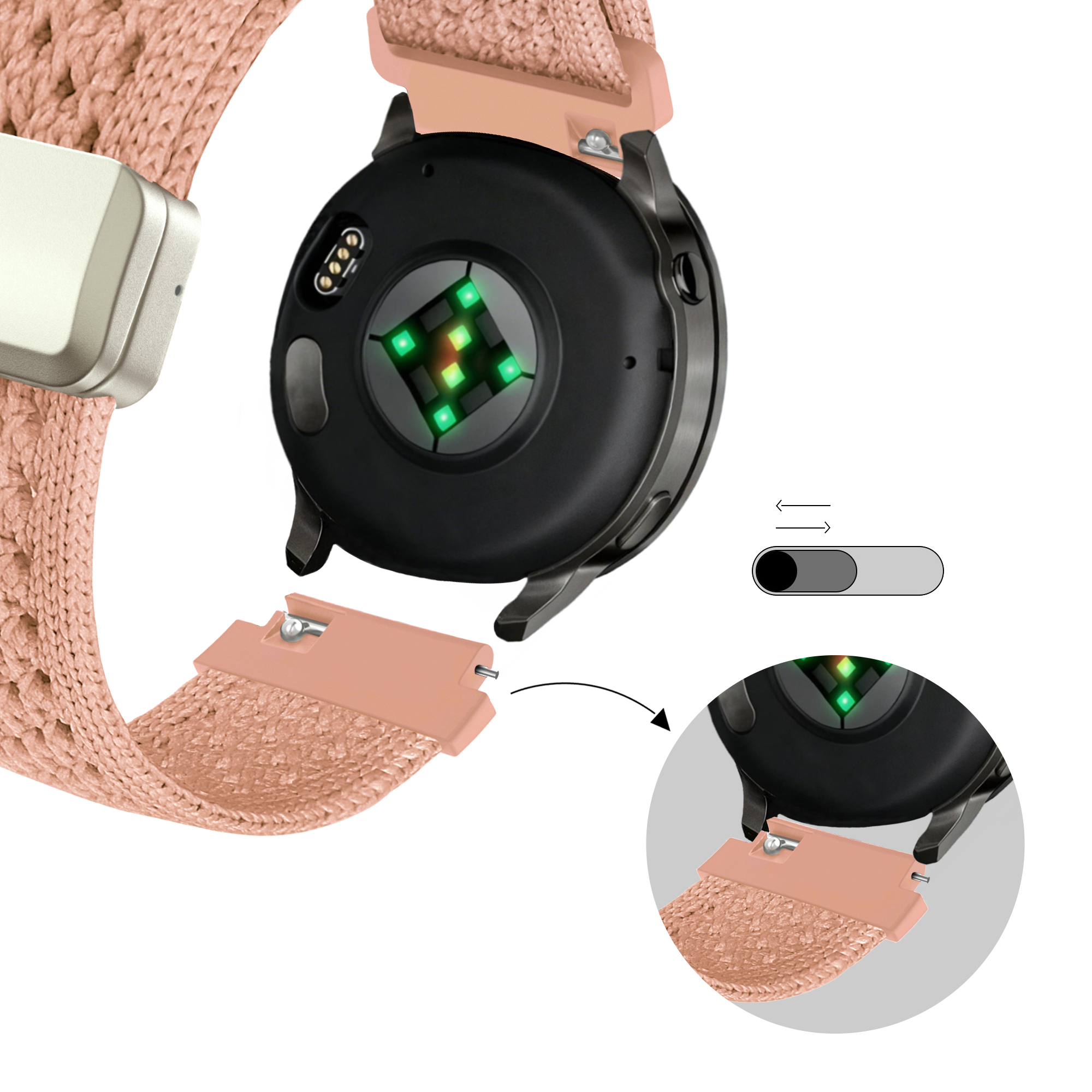 Bandz Samsung Galaxy Watch Active vintage nylon band (antiek roze)