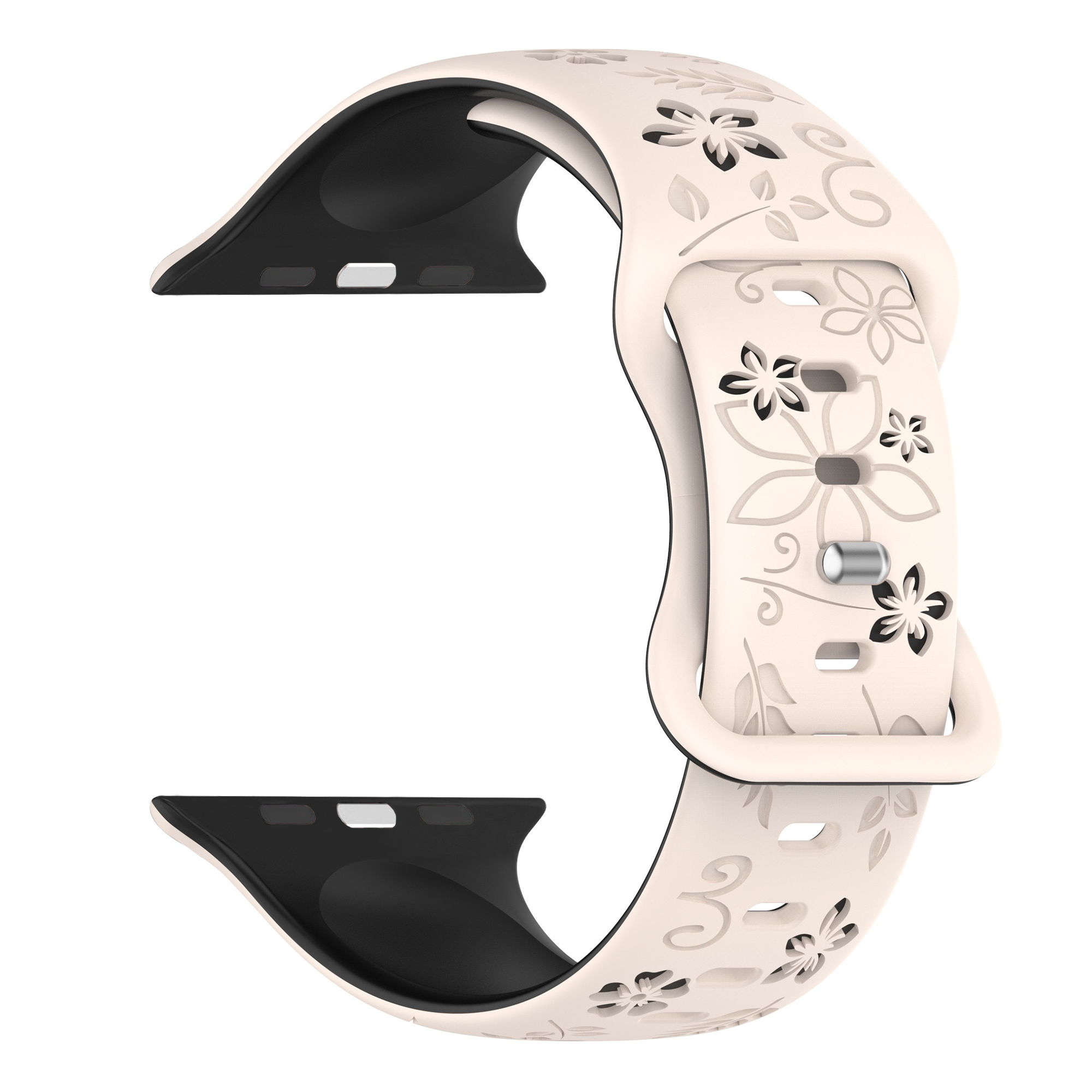 Apple Watch Flower siliconen band (sterrenlicht/zwart)