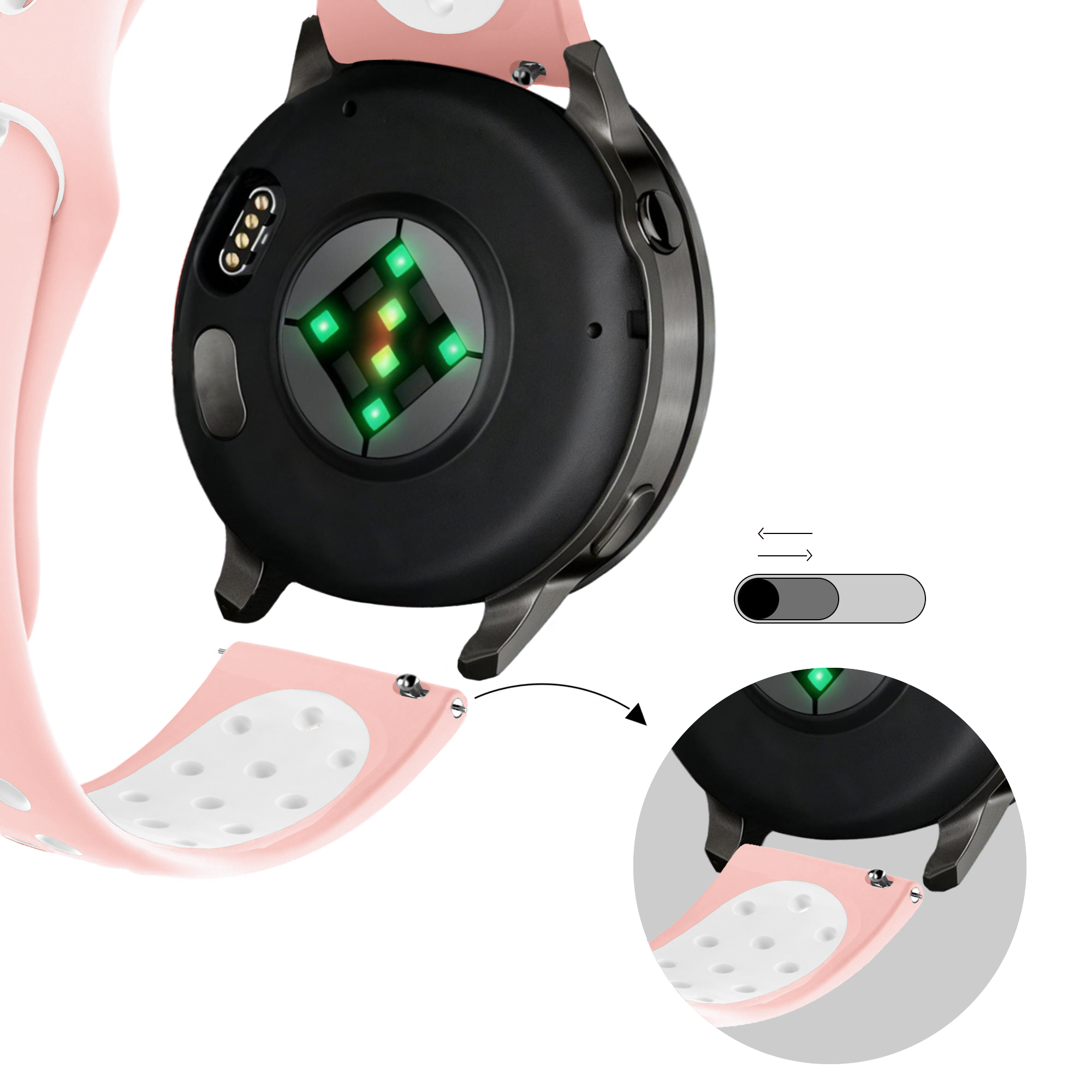 Bandz Garmin Bounce 2 Sport Strap 'Deluxe' (Pink/White)