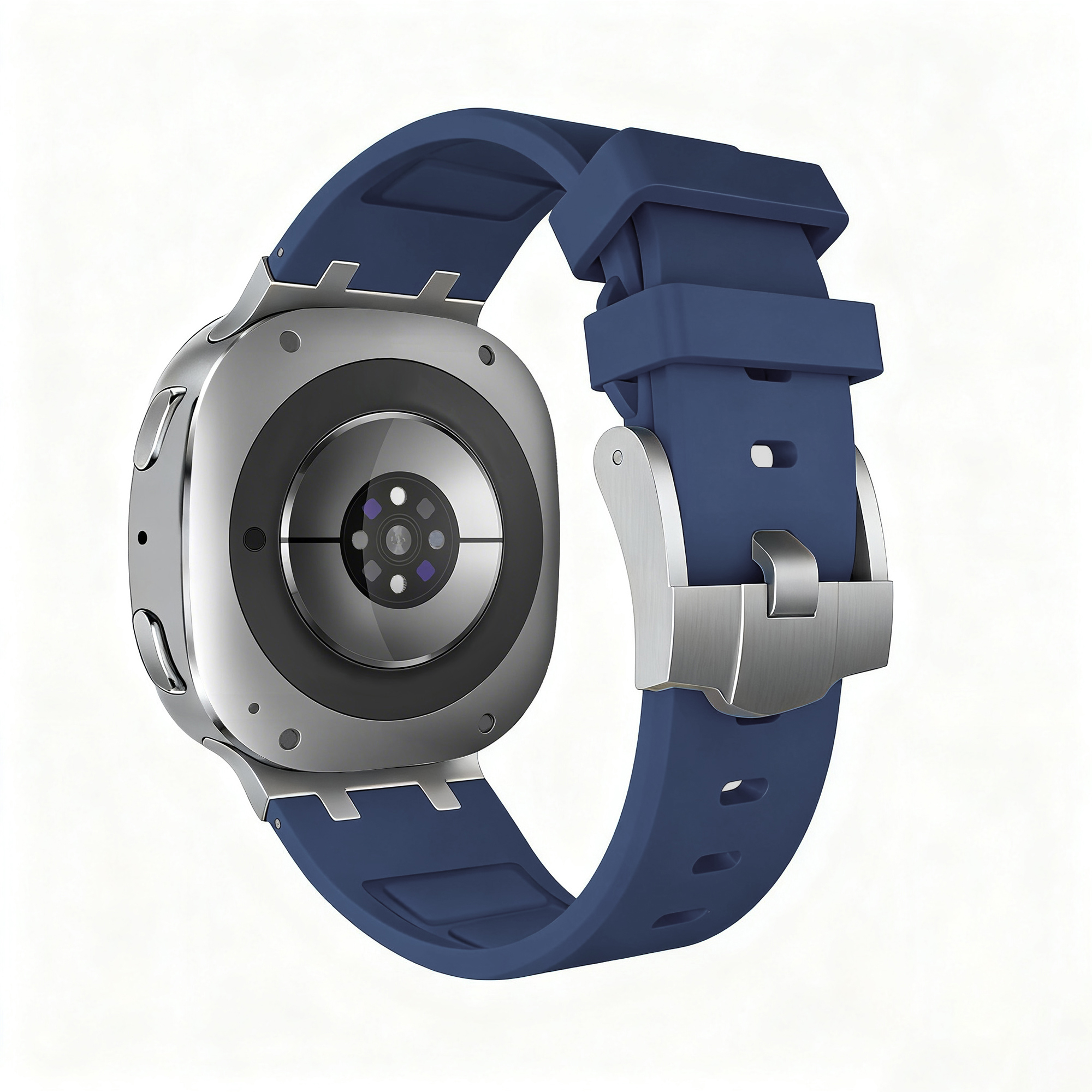 Bandz Samsung Galaxy Watch 8 - 44mm siliconen band 'Luxe Liquid' (donkerblauw)