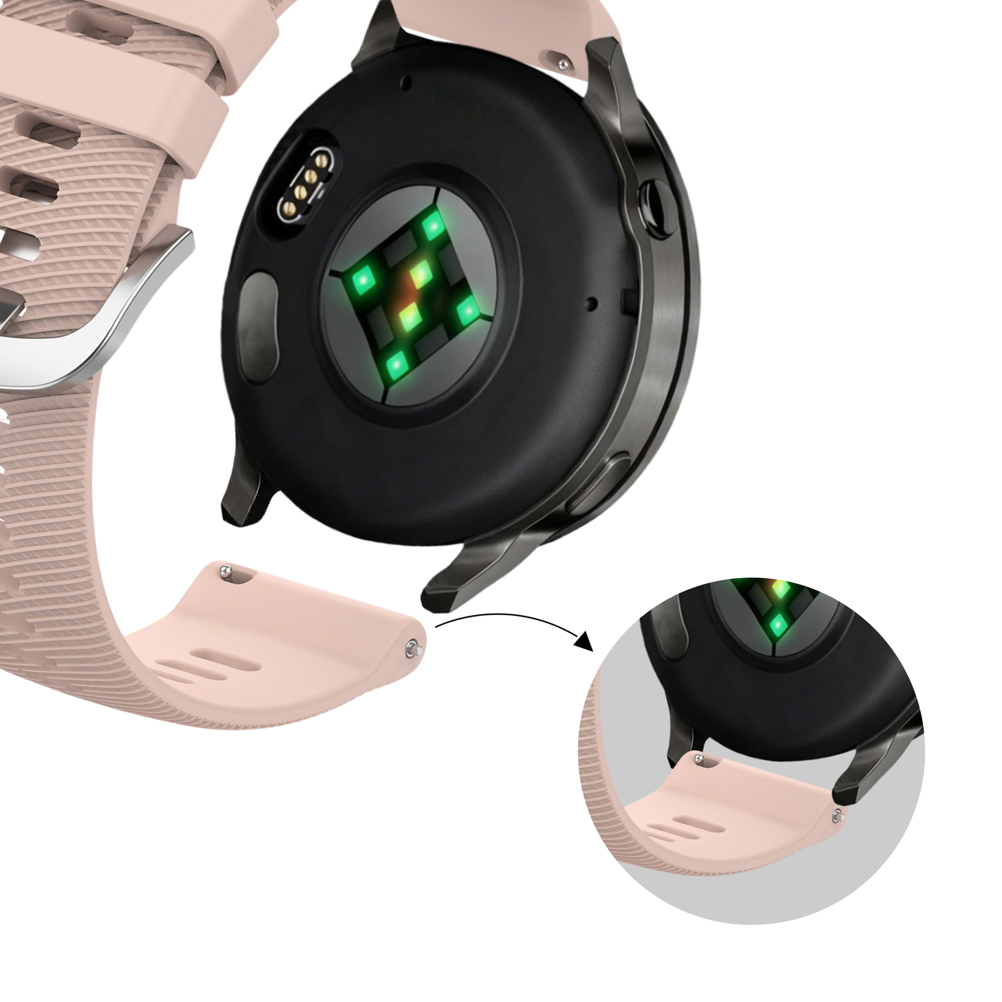 Bandz Garmin Vivoactive 4s siliconen band 'Deluxe' (lichtroze)