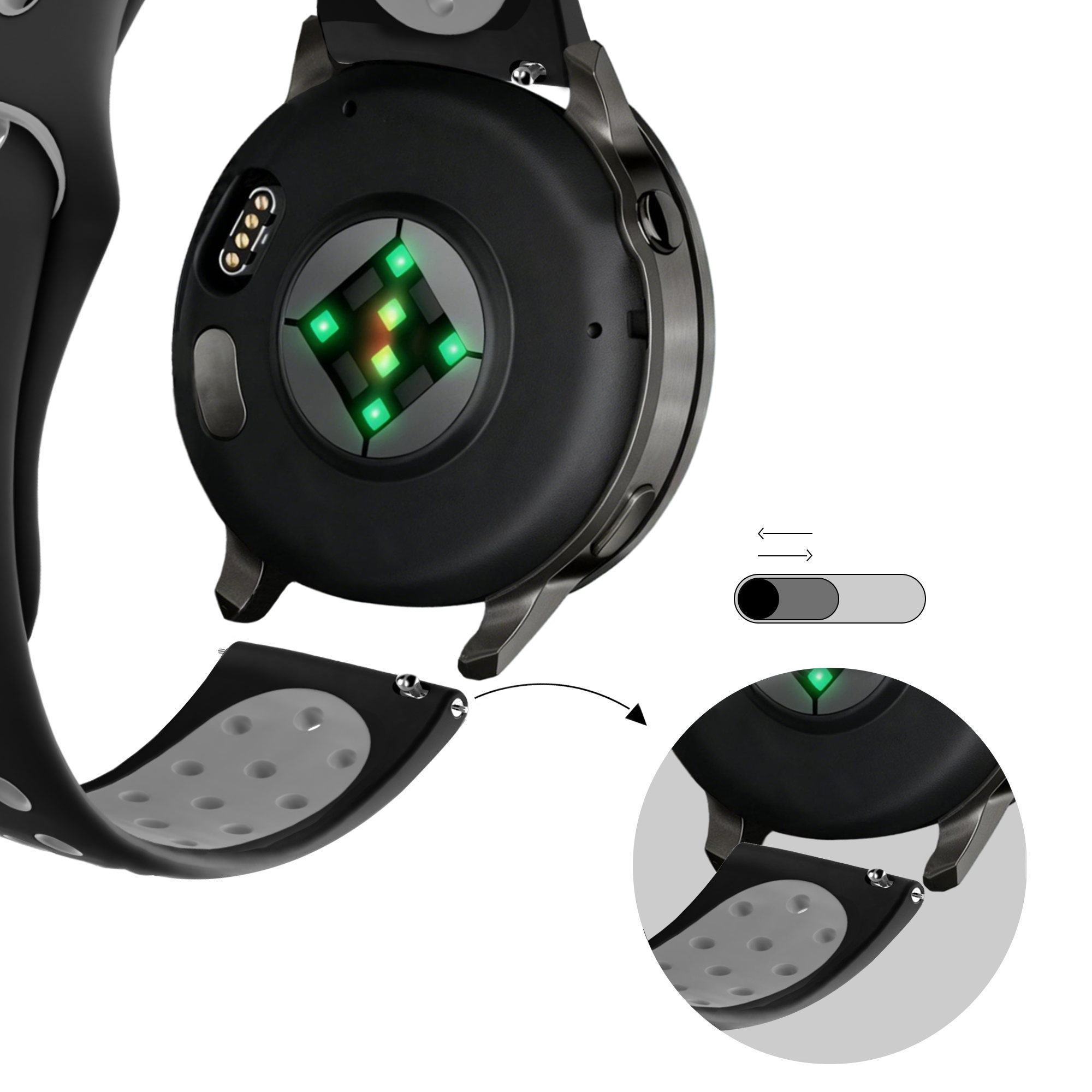 Bandz Garmin Vivoactive 3 Sport Strap 'Deluxe' (Black/Grey)