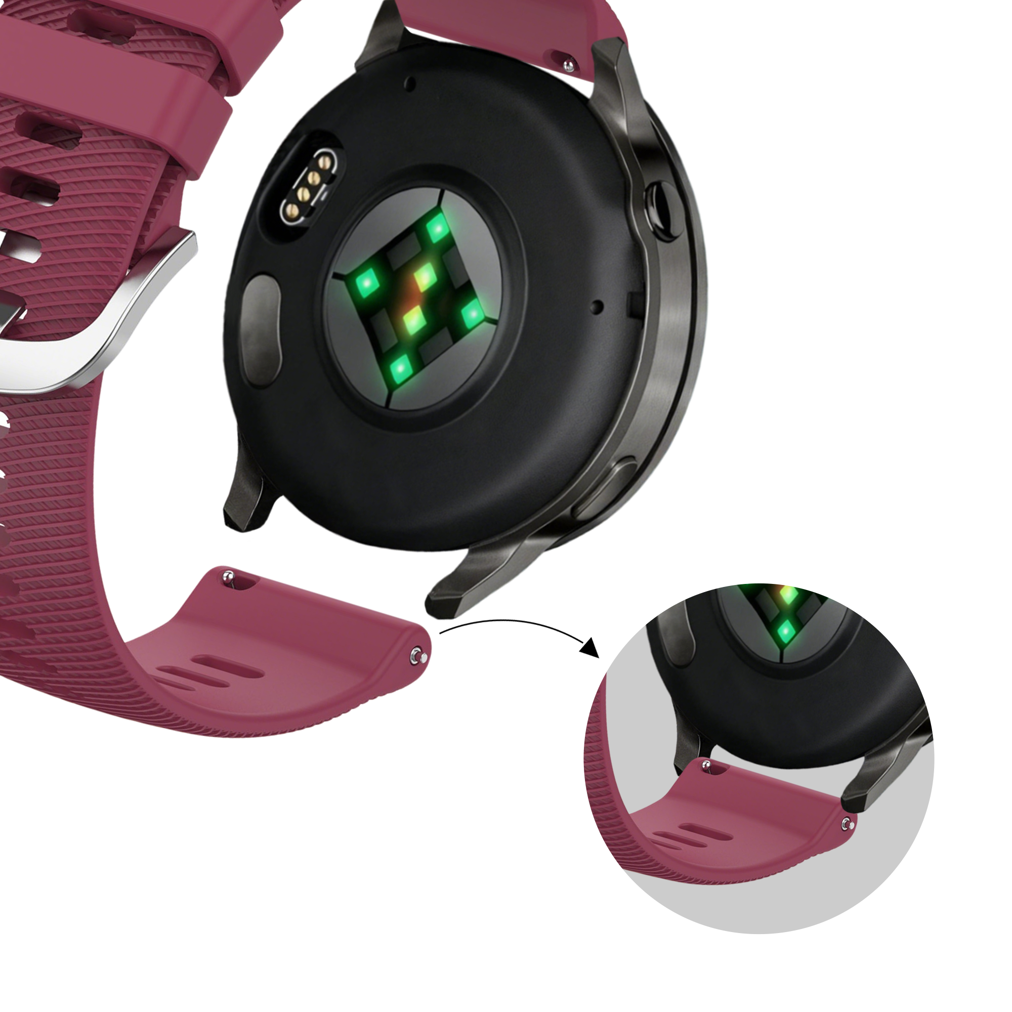 Bandz Garmin Vivoactive 4s siliconen band 'Deluxe' (wijnrood)