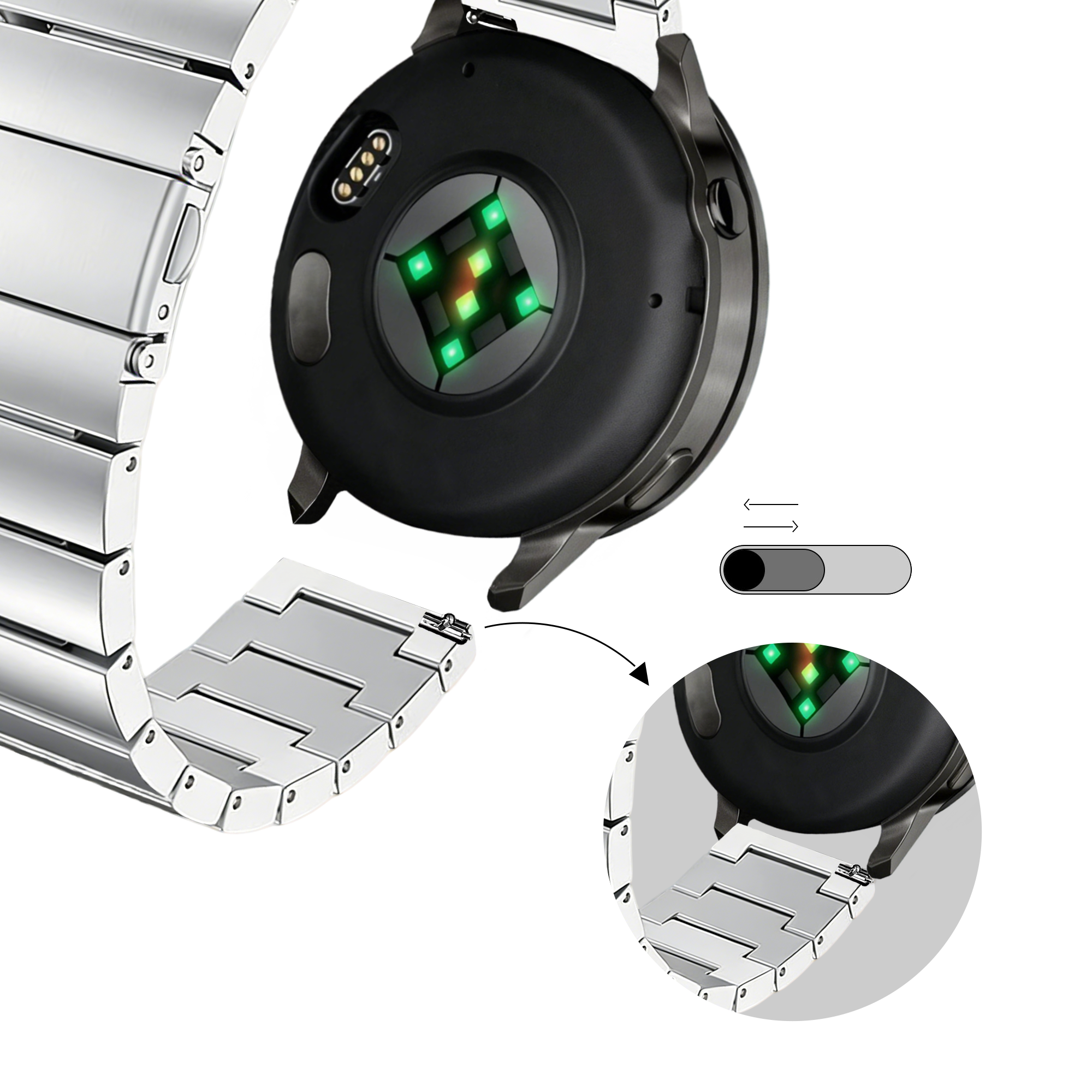 Bandz Garmin Venu SQ 2 stalen band 'One Bead' (zilver)