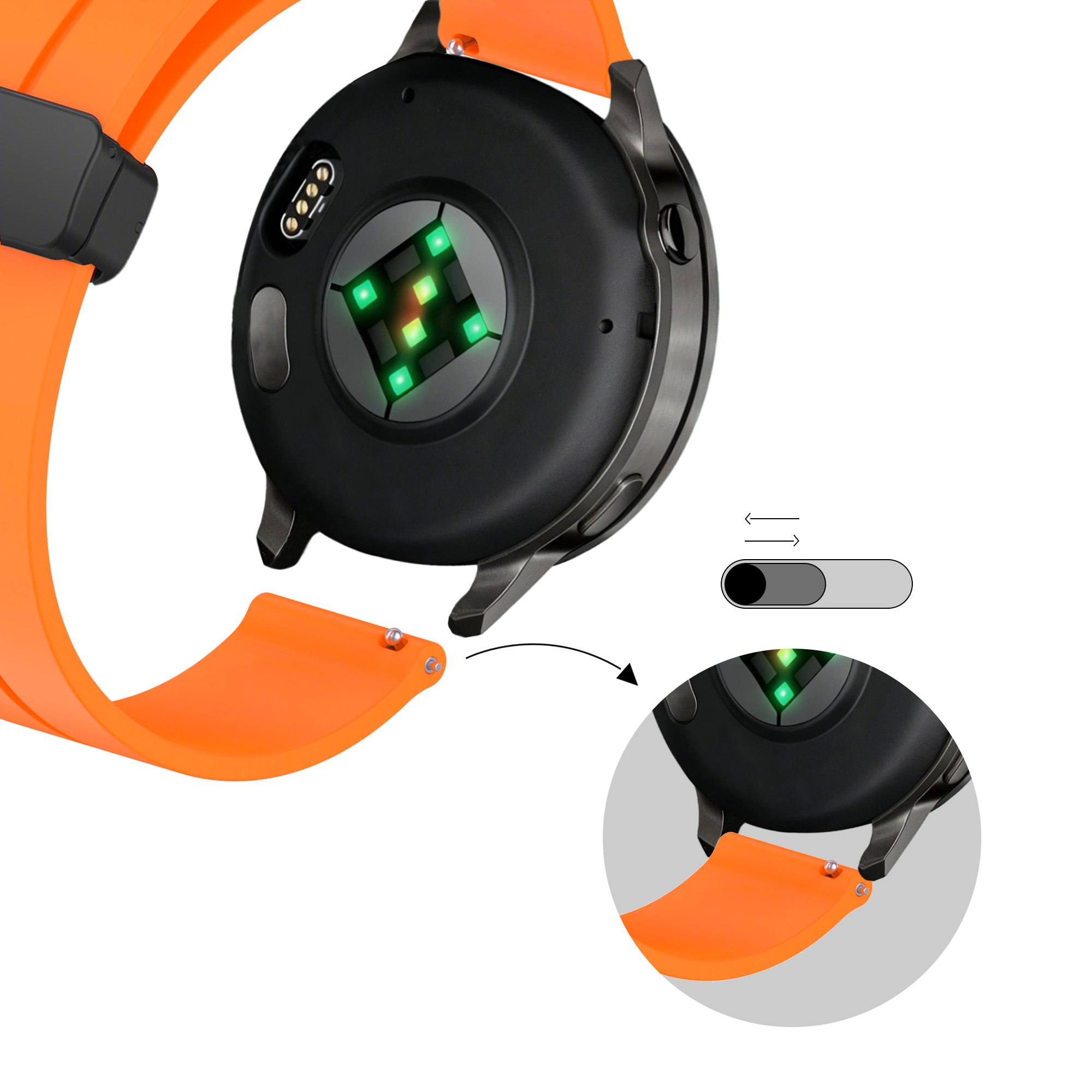 Bandz Garmin Approach S40 siliconen band met D-buckle (oranje)