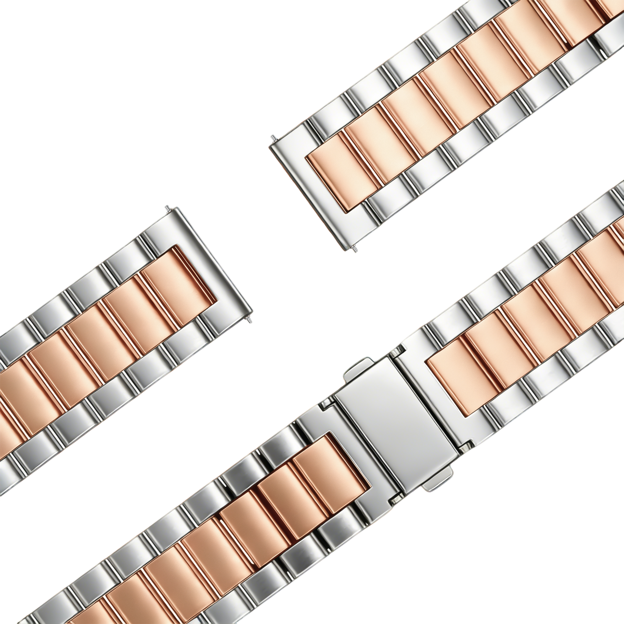 Bandz Garmin Vivomove Luxe stalen band 'Classic' (zilver/roségoud)