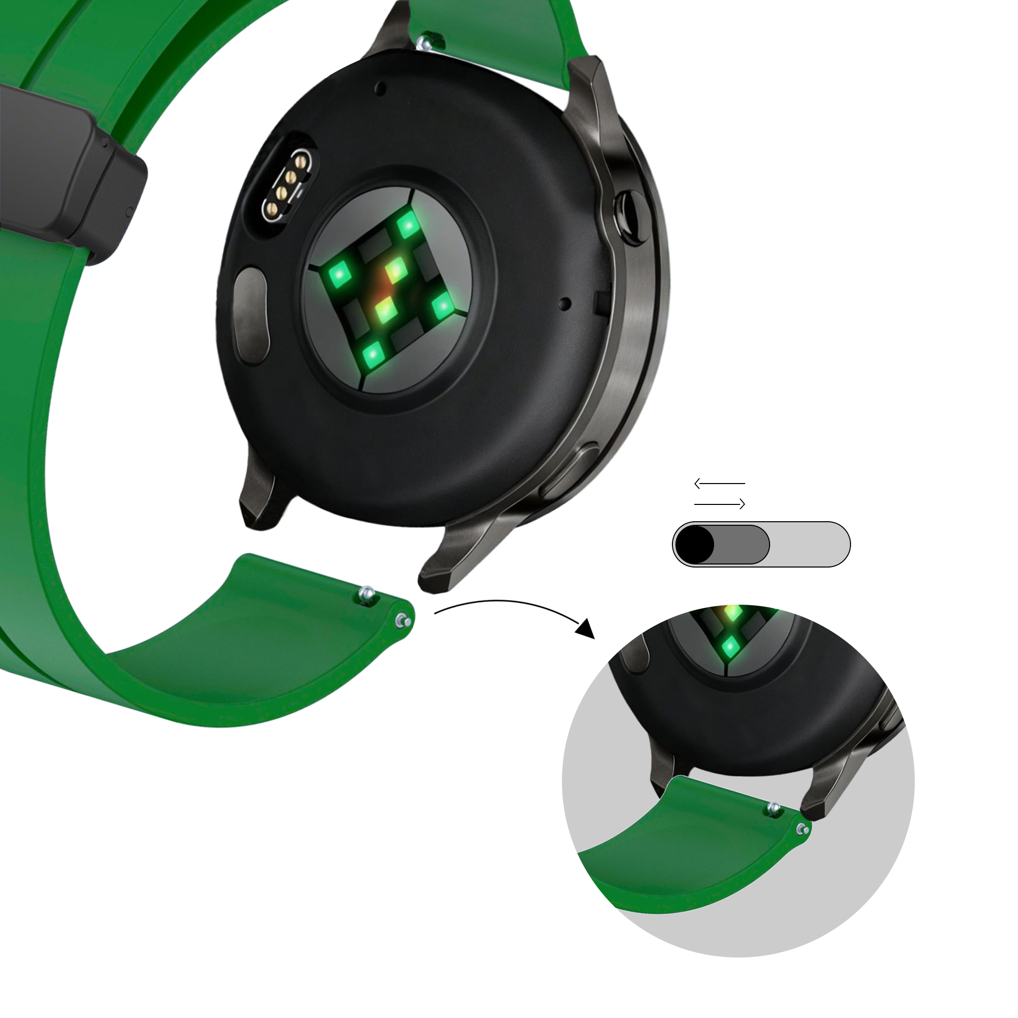 Bandz Garmin Approach S42 Silicone Strap with D-Buckle (Green)