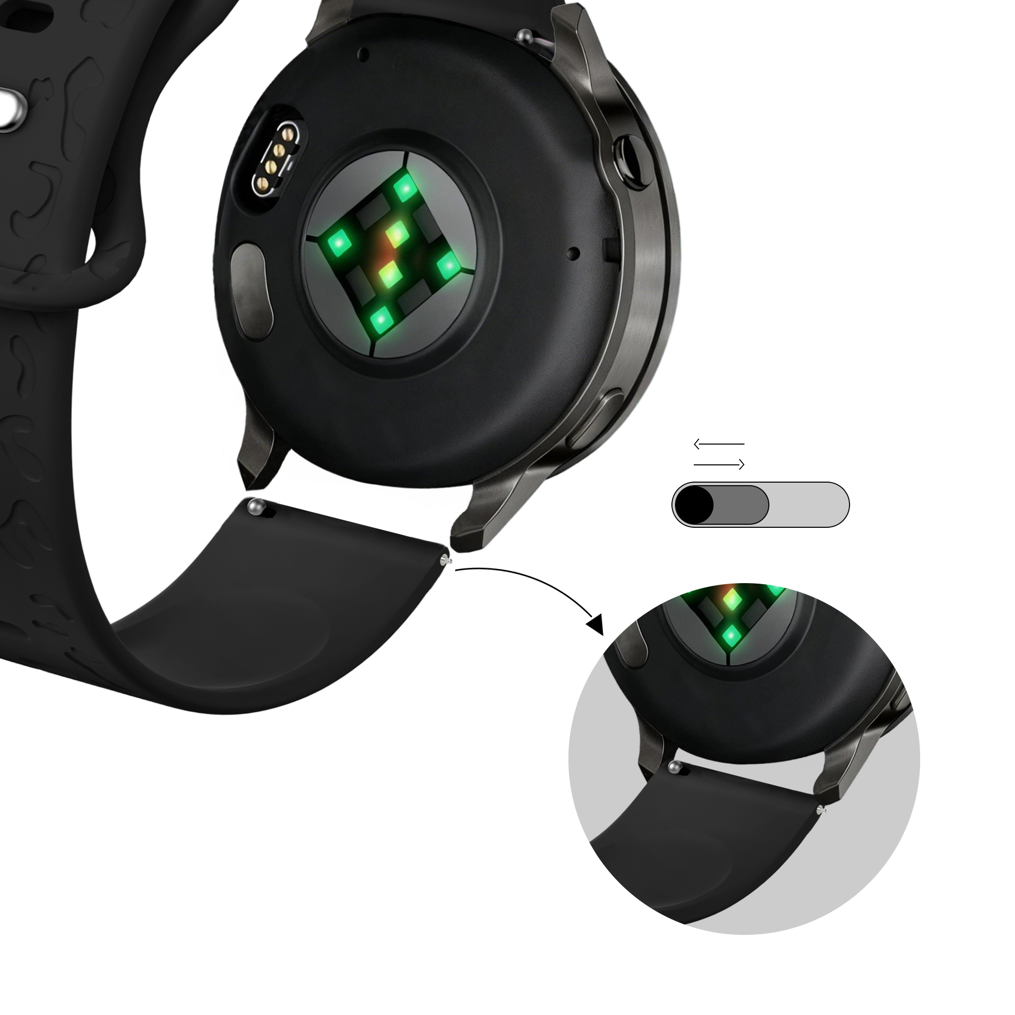 Bandz Garmin Approach J1 siliconen band 'Leopard' (zwart)