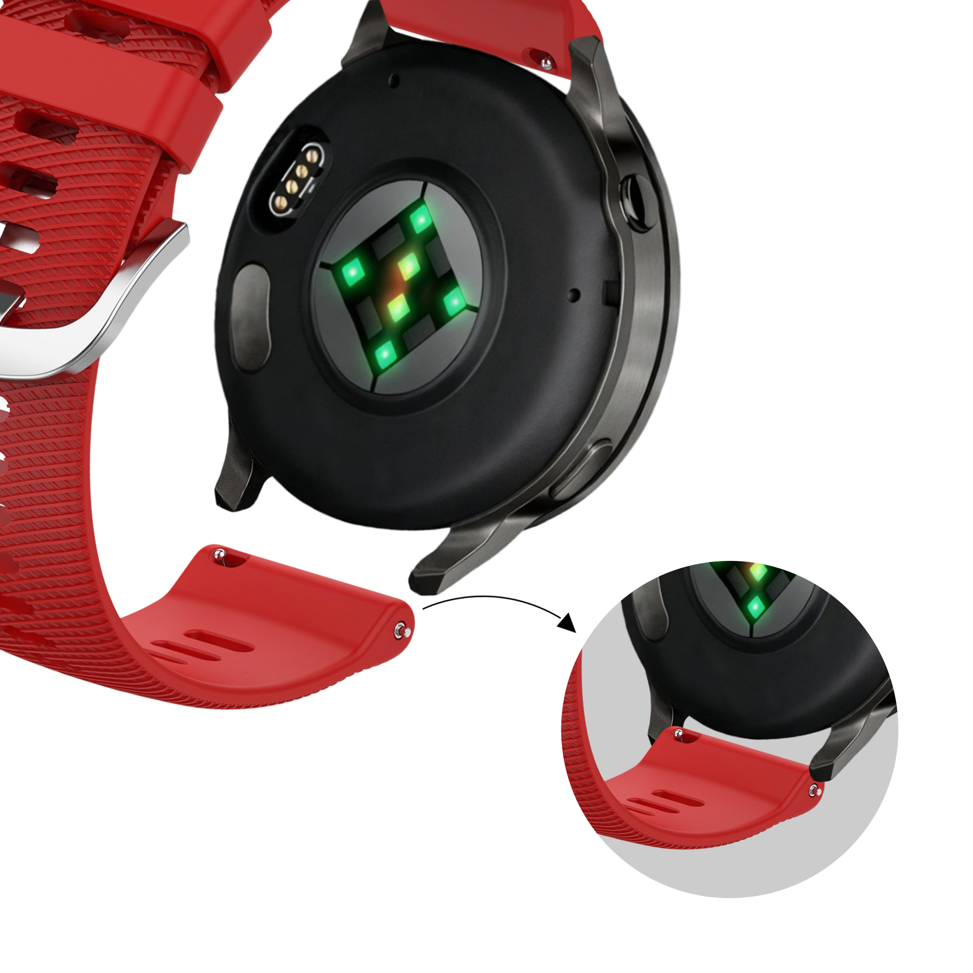 Bandz Garmin Forerunner 255s Silicone Strap 'Deluxe' (Red)