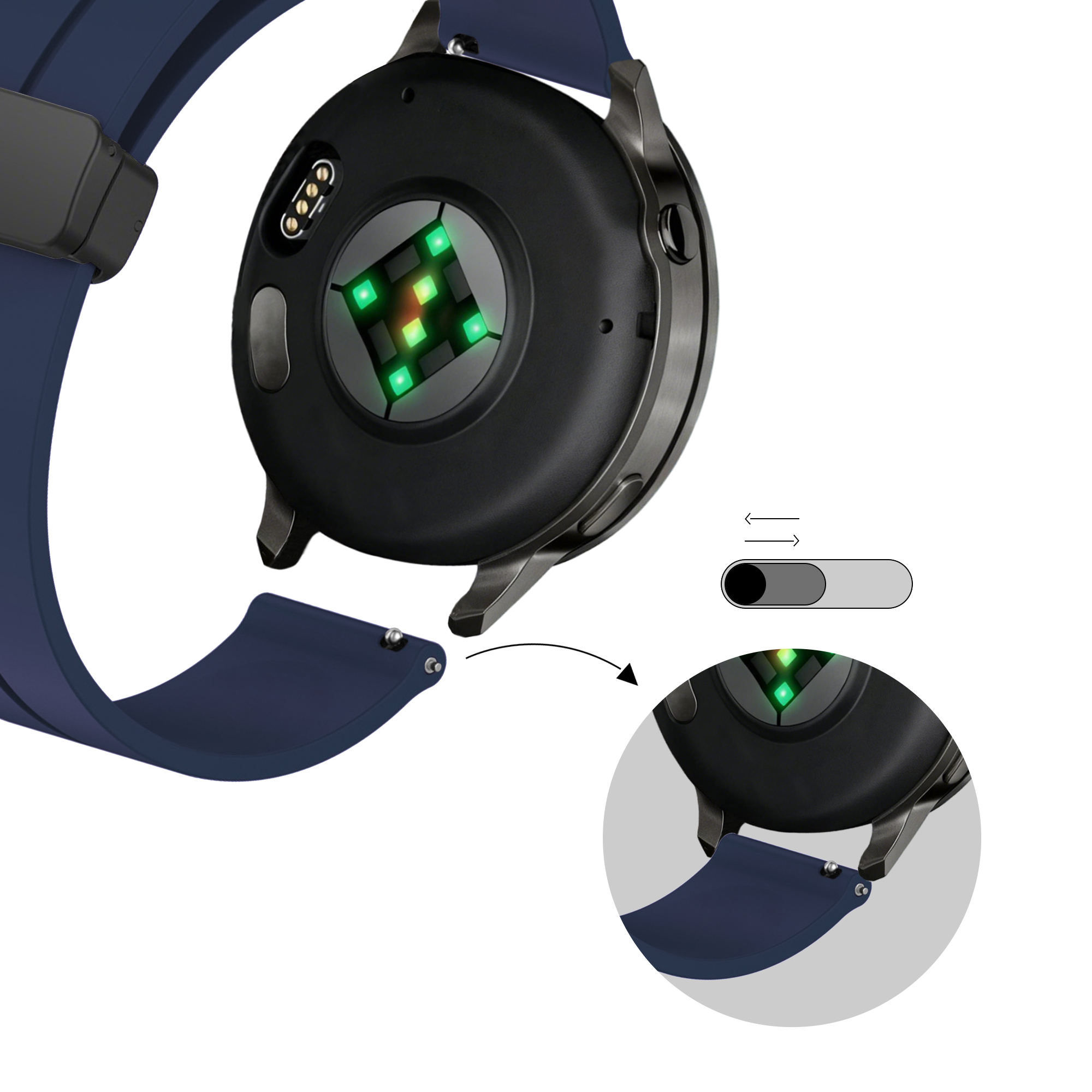 Bandz Garmin Approach S40 siliconen band met D-buckle (donkerblauw)