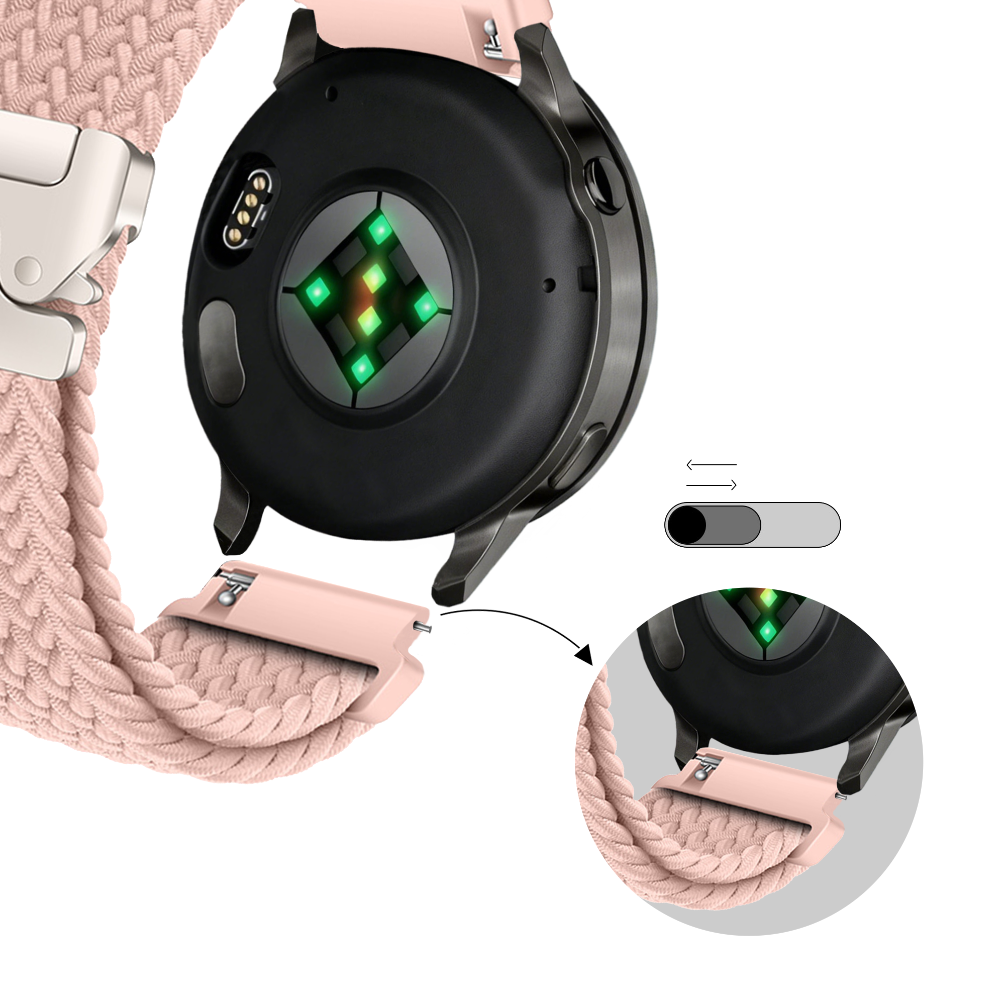 Bandz Garmin Venu SQ gevlochten band 'Parachute' (roze)