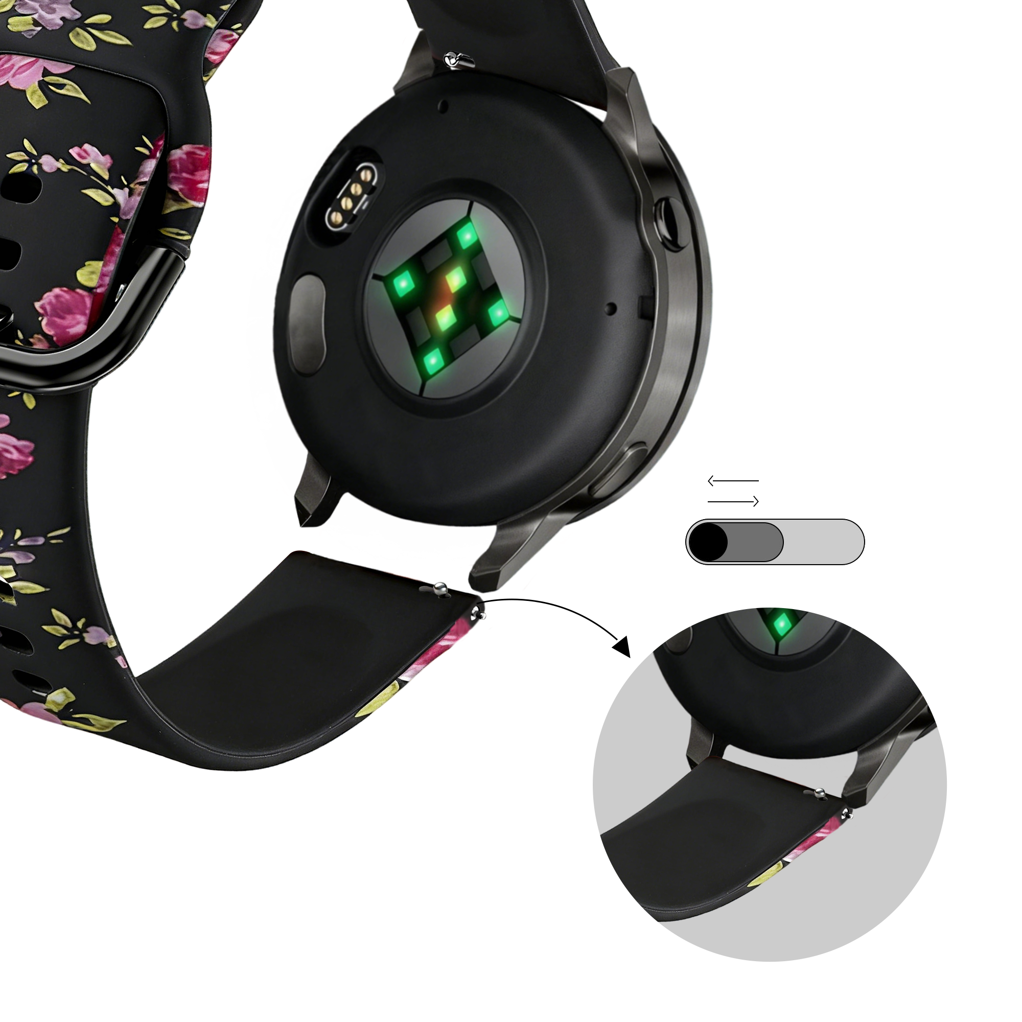 Bandz Garmin Forerunner 645 Silicone Strap 'Pink Flower'