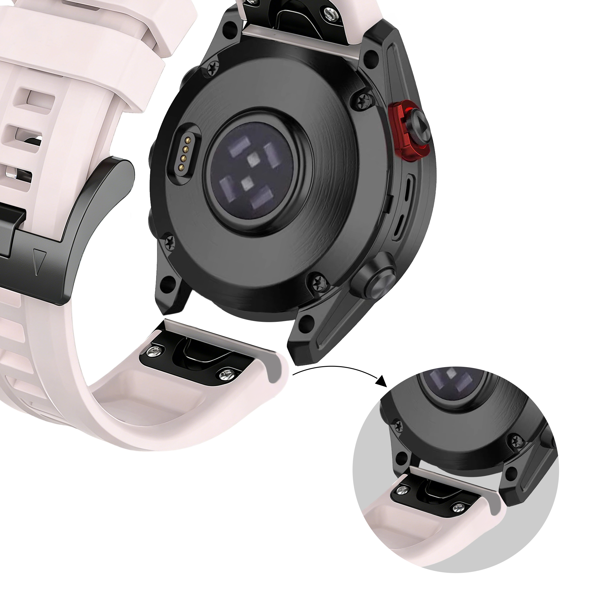 Bandz Garmin Descent Mk2S siliconen band 'Classic' (lichtroze)