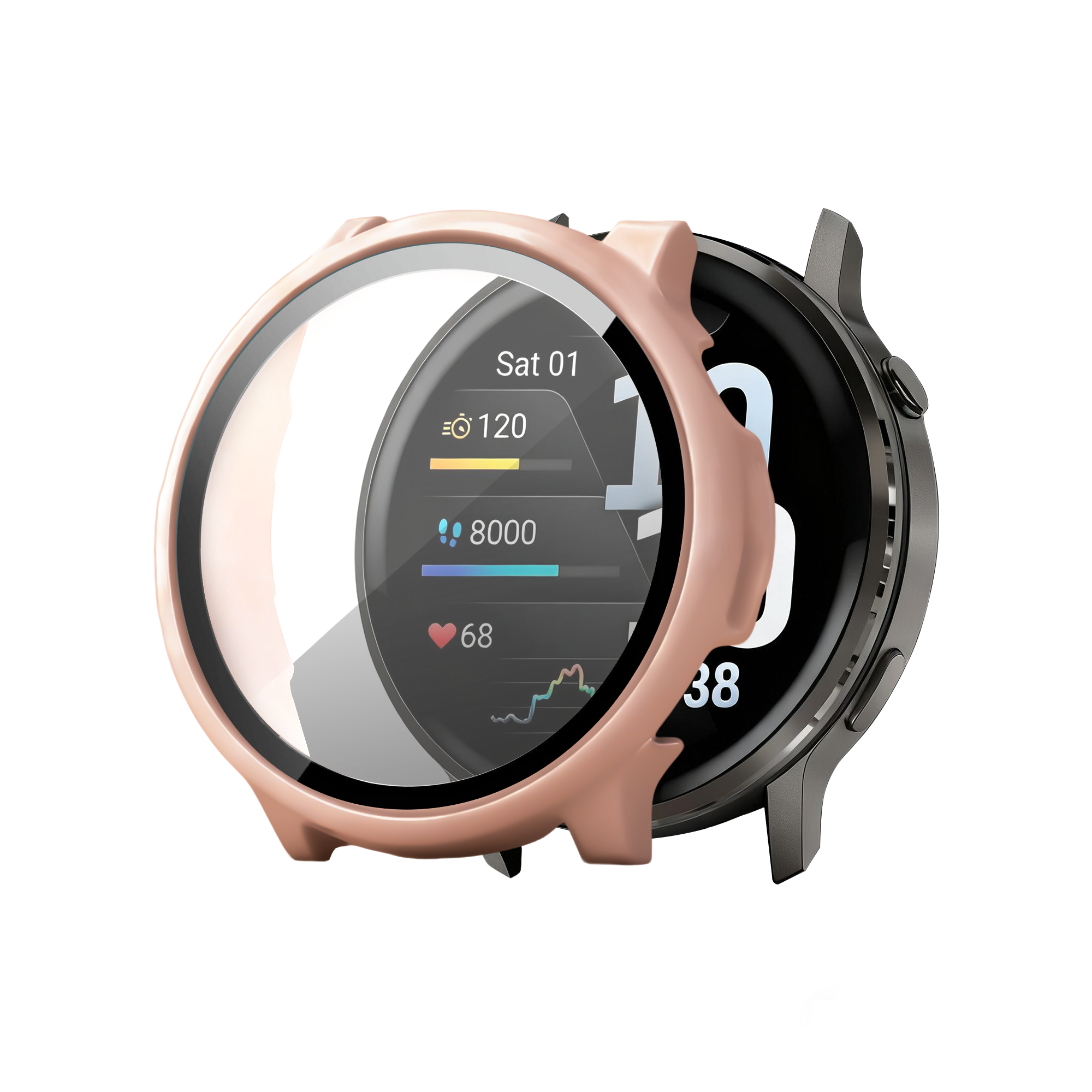 Bandz Garmin Venu 4 - 41mm PC hoesje met glas (zalm roze)