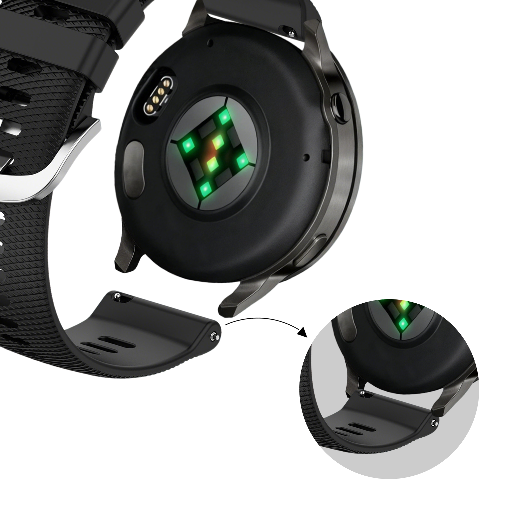 Bandz Garmin Venu 2s siliconen band 'Deluxe' (zwart)