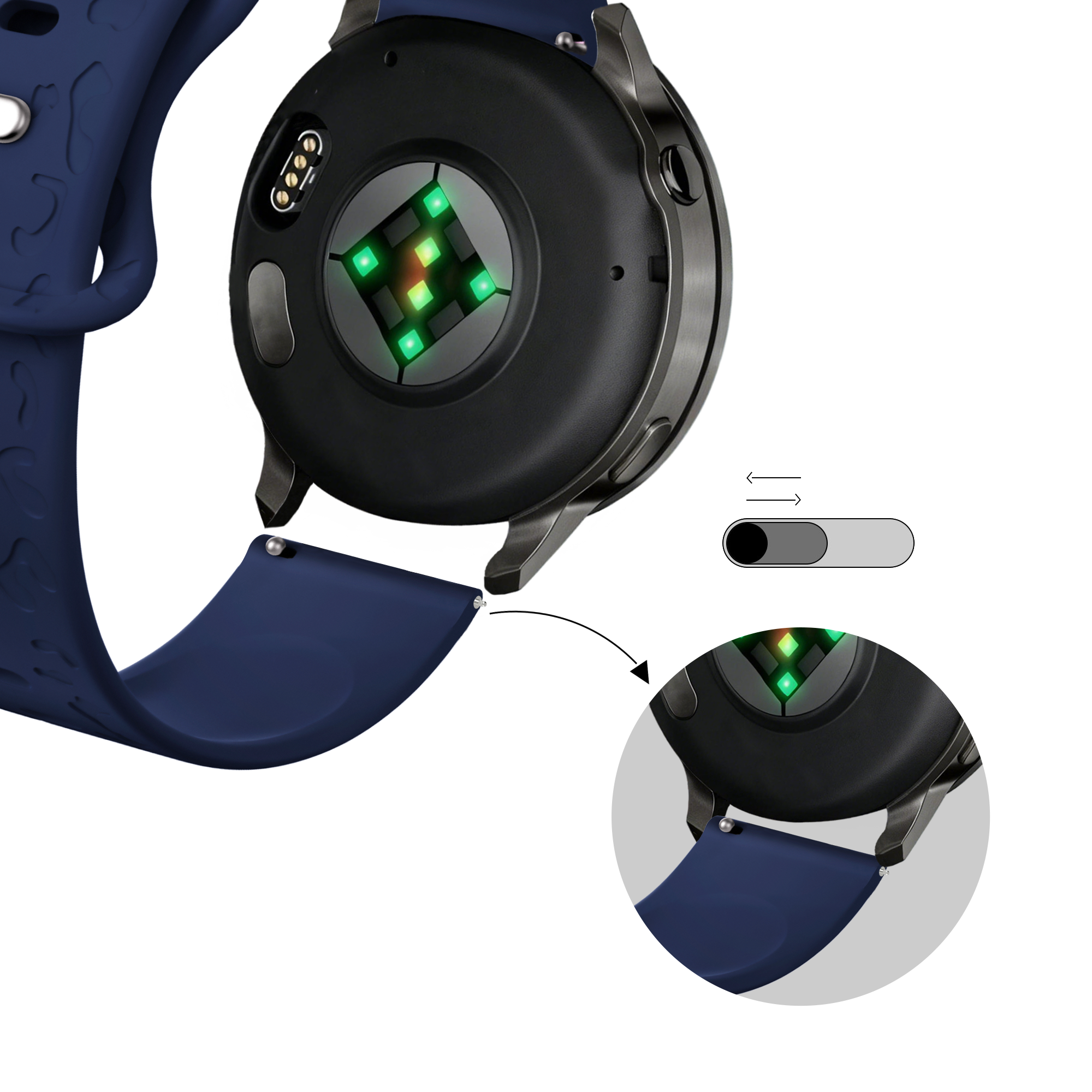 Bandz Garmin Forerunner 245 Silicone Strap 'Leopard' (Dark Blue)