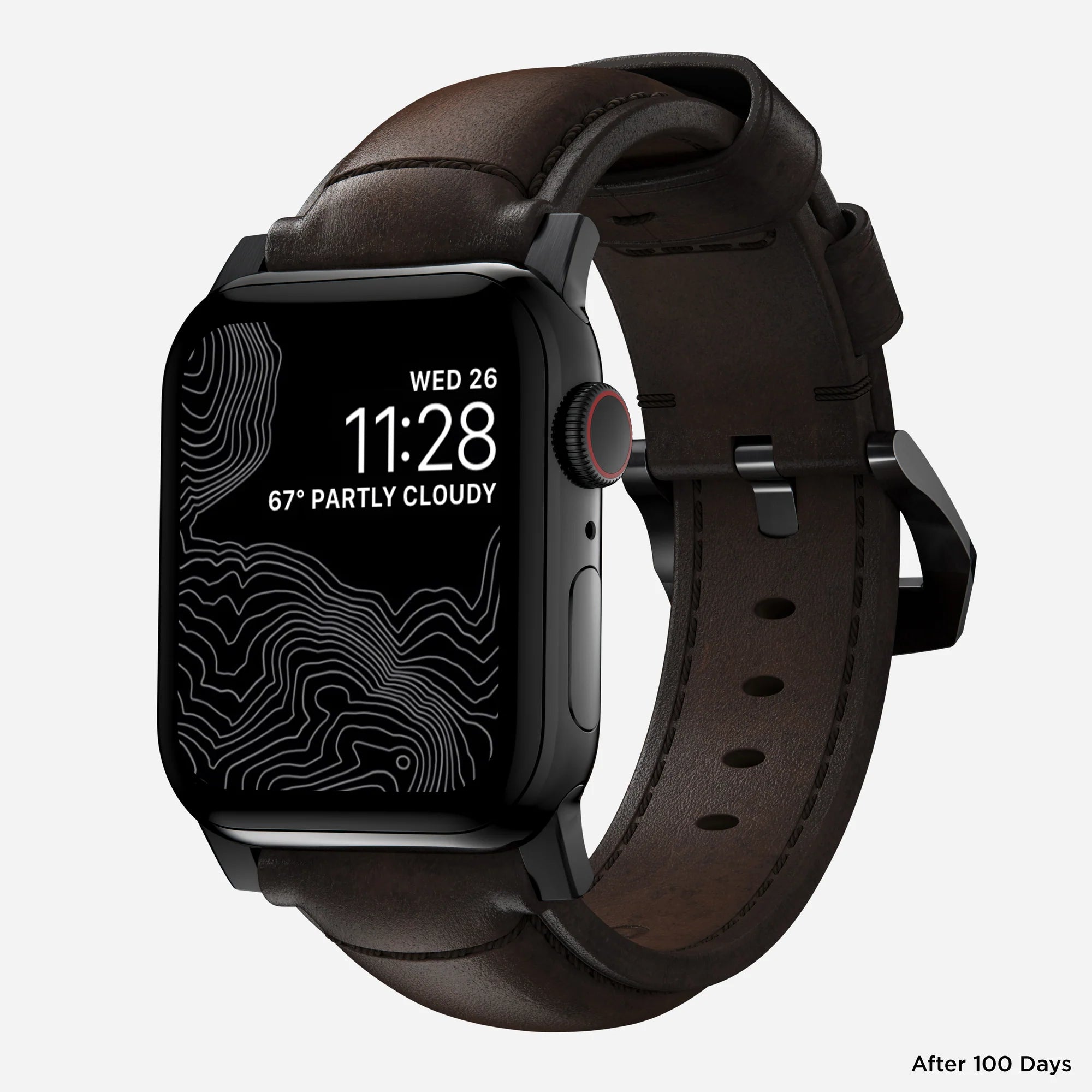 Nomad Traditional Apple Watch leren bandje (bruin/zwart)