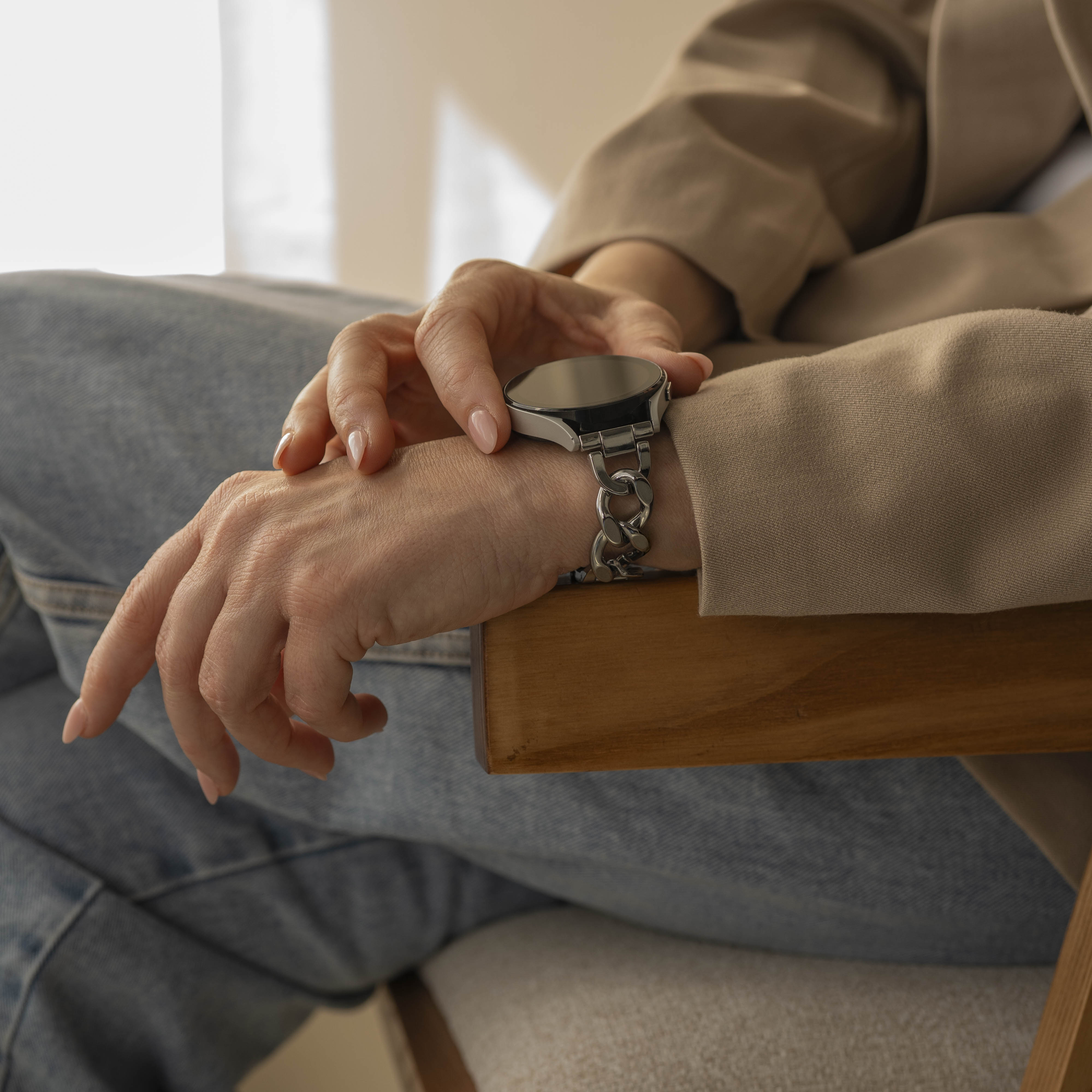 Withings ScanWatch Nova steel chain band (zilver)