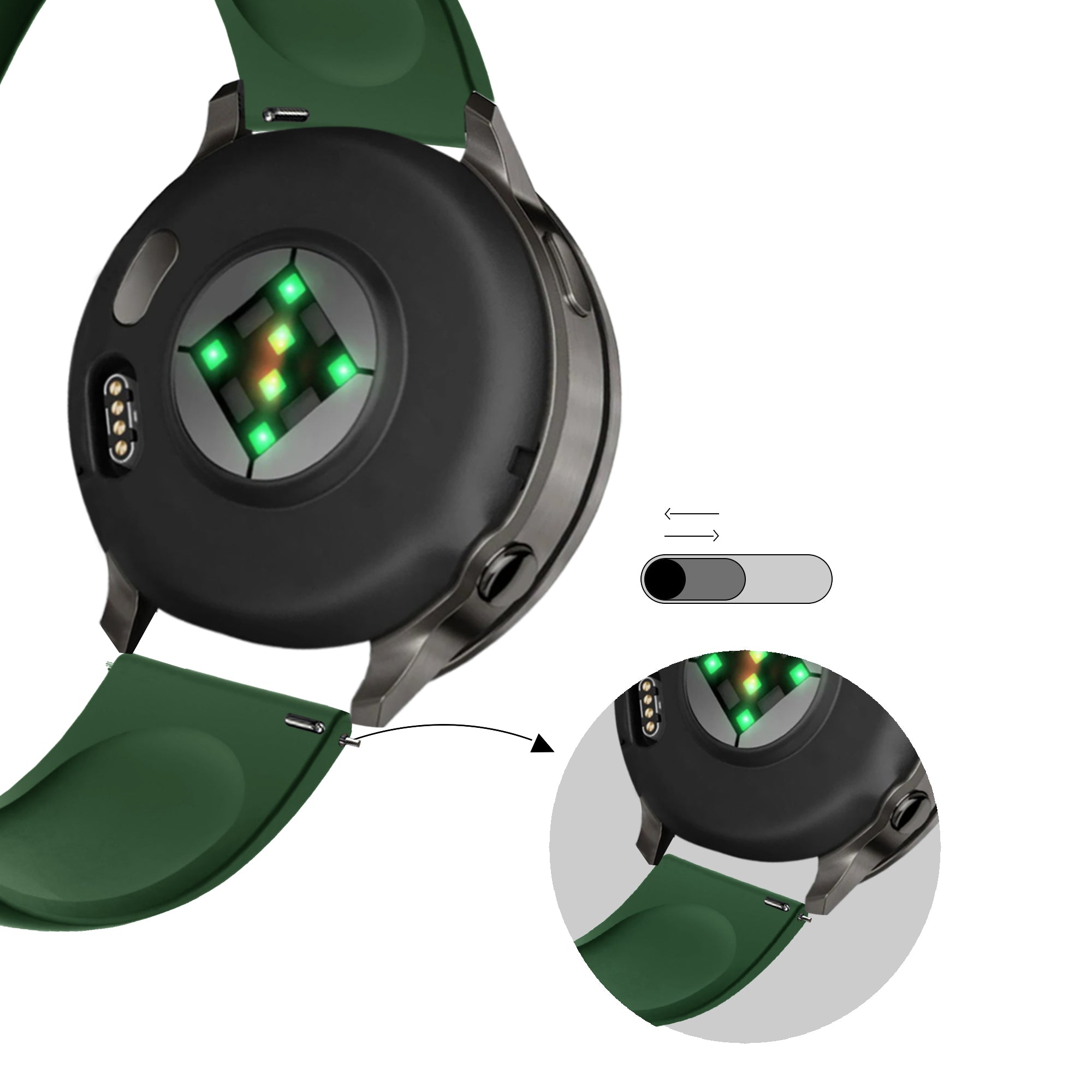 Bandz Garmin Forerunner 255 sport band 'Deluxe' (legergroen)