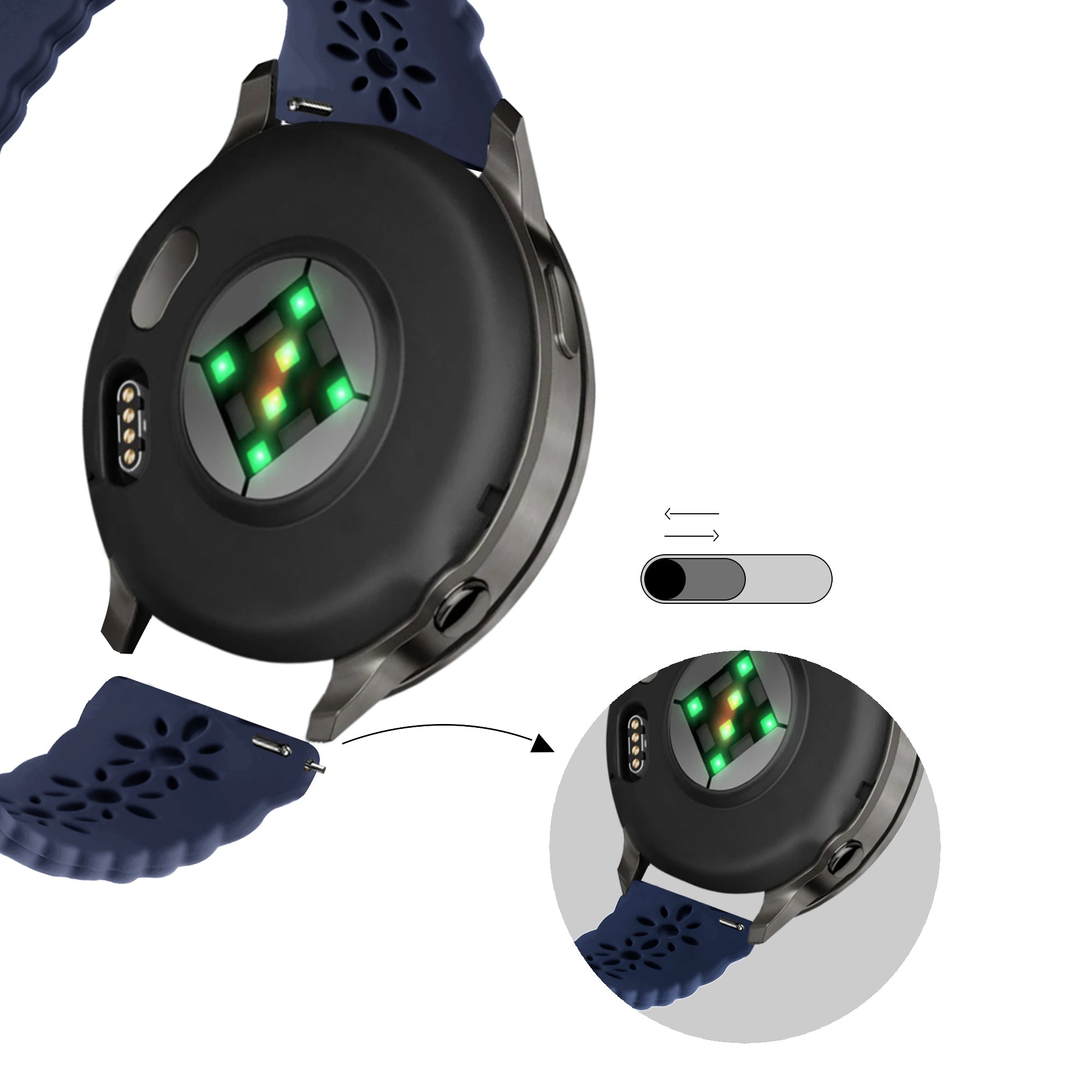 Bandz Garmin Vivoactive 6 Silicone Strap 'Lace' (Dark Blue)