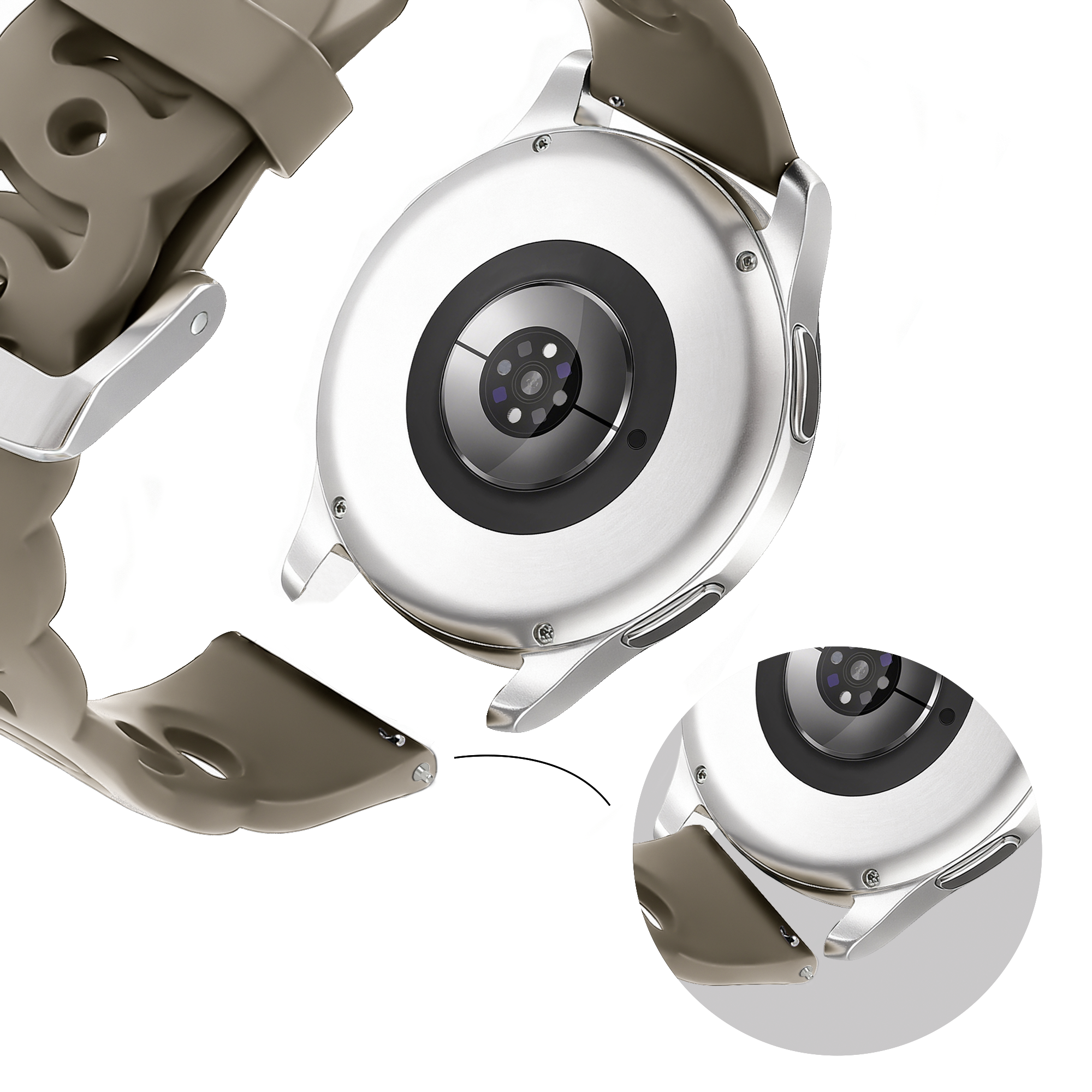 Bandz Samsung Galaxy Watch 42mm siliconen band 'Chains' (beige-bruin)