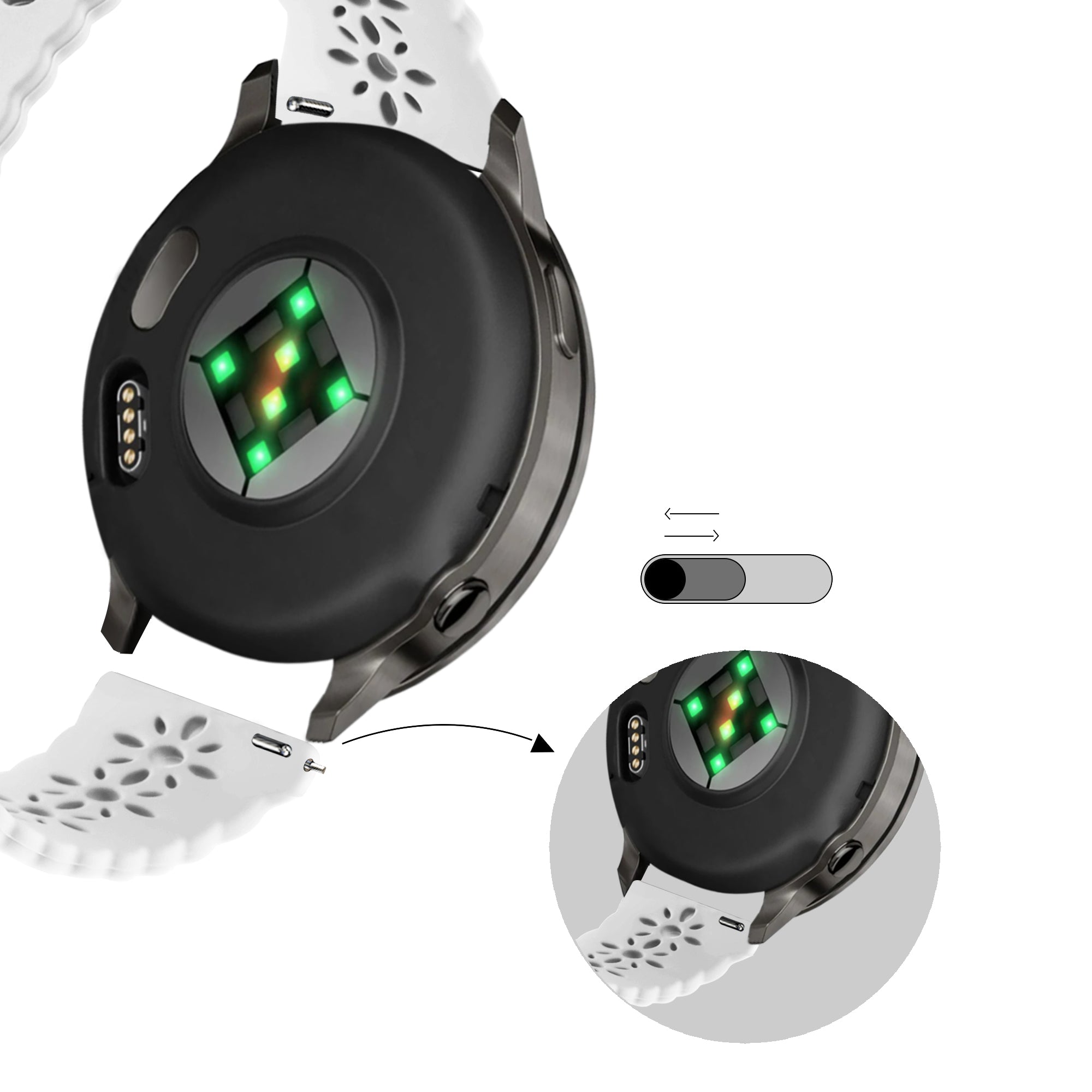 Bandz Garmin Approach S42 Silicone Strap 'Lace' (White)