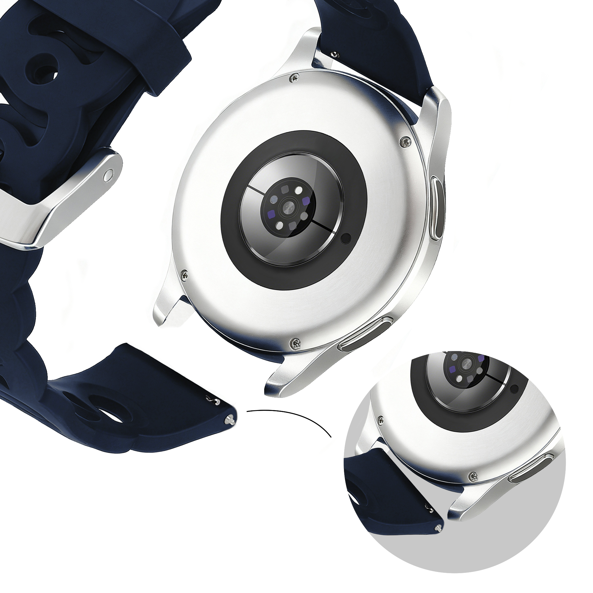 Bandz Samsung Galaxy Watch 5 - 40mm siliconen band 'Chains' (donkerblauw)