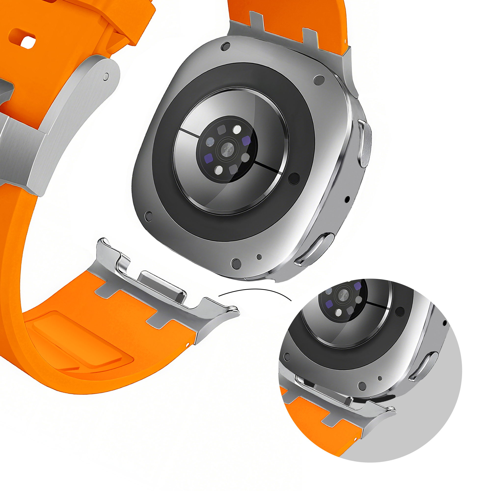 Bandz Samsung Galaxy Watch 8 Classic siliconen band 'Luxe Liquid' (oranje)