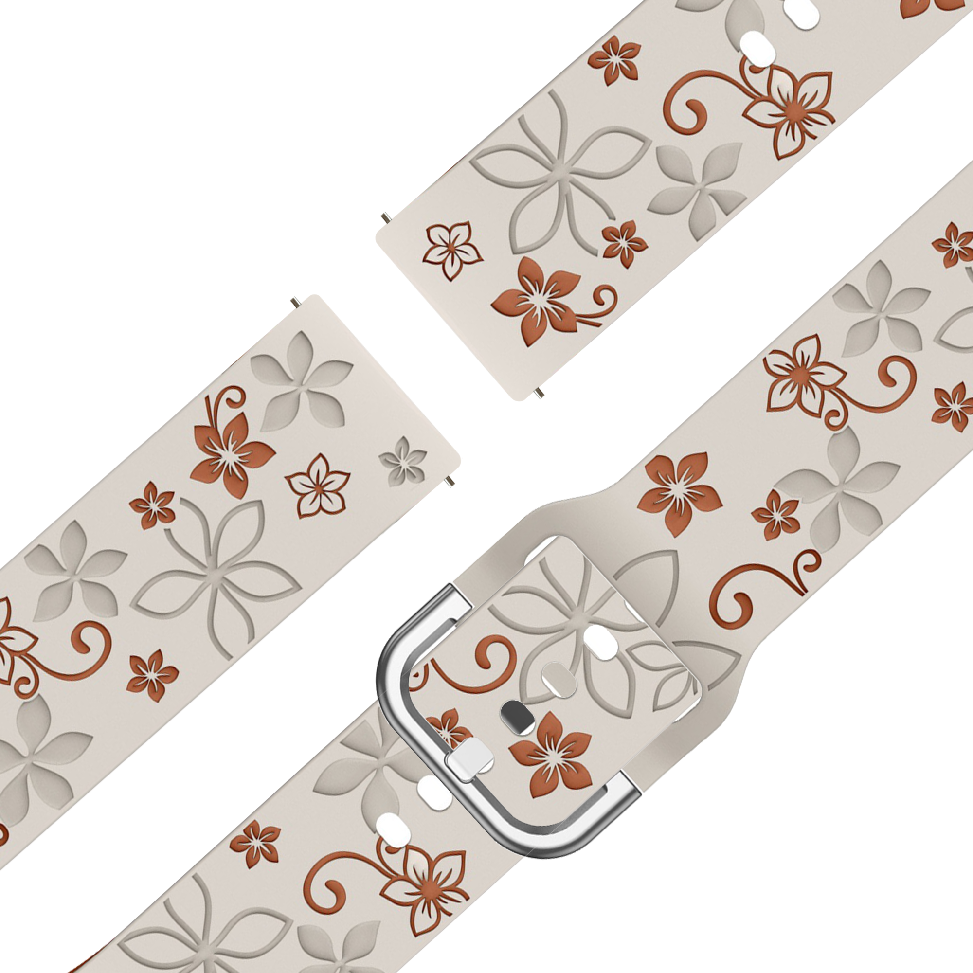 Bandz Garmin Venu SQ siliconen band 'Flowers' (sterrenlicht/bruin)