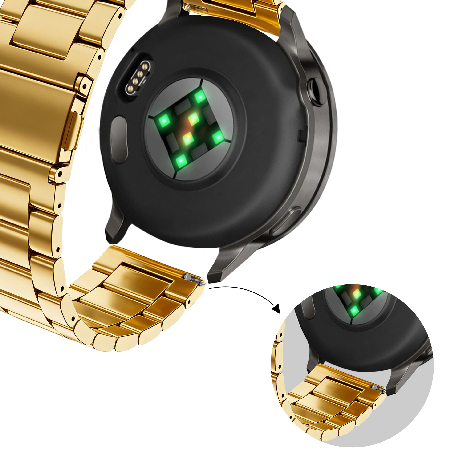 Bandz Garmin Venu 2 Plus stalen band 'Classic' (goud)