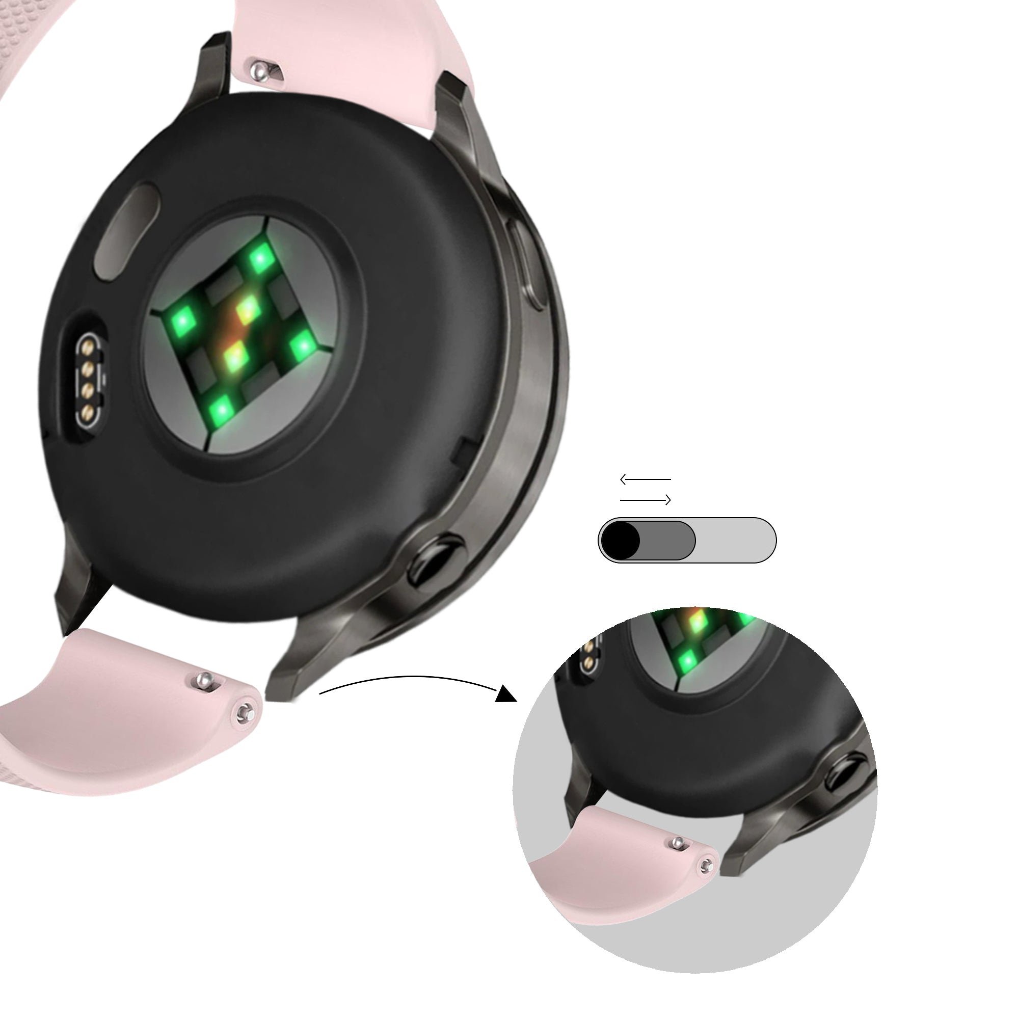 Bandz Garmin Vivomove 3 siliconen band 'Premium' (roze)