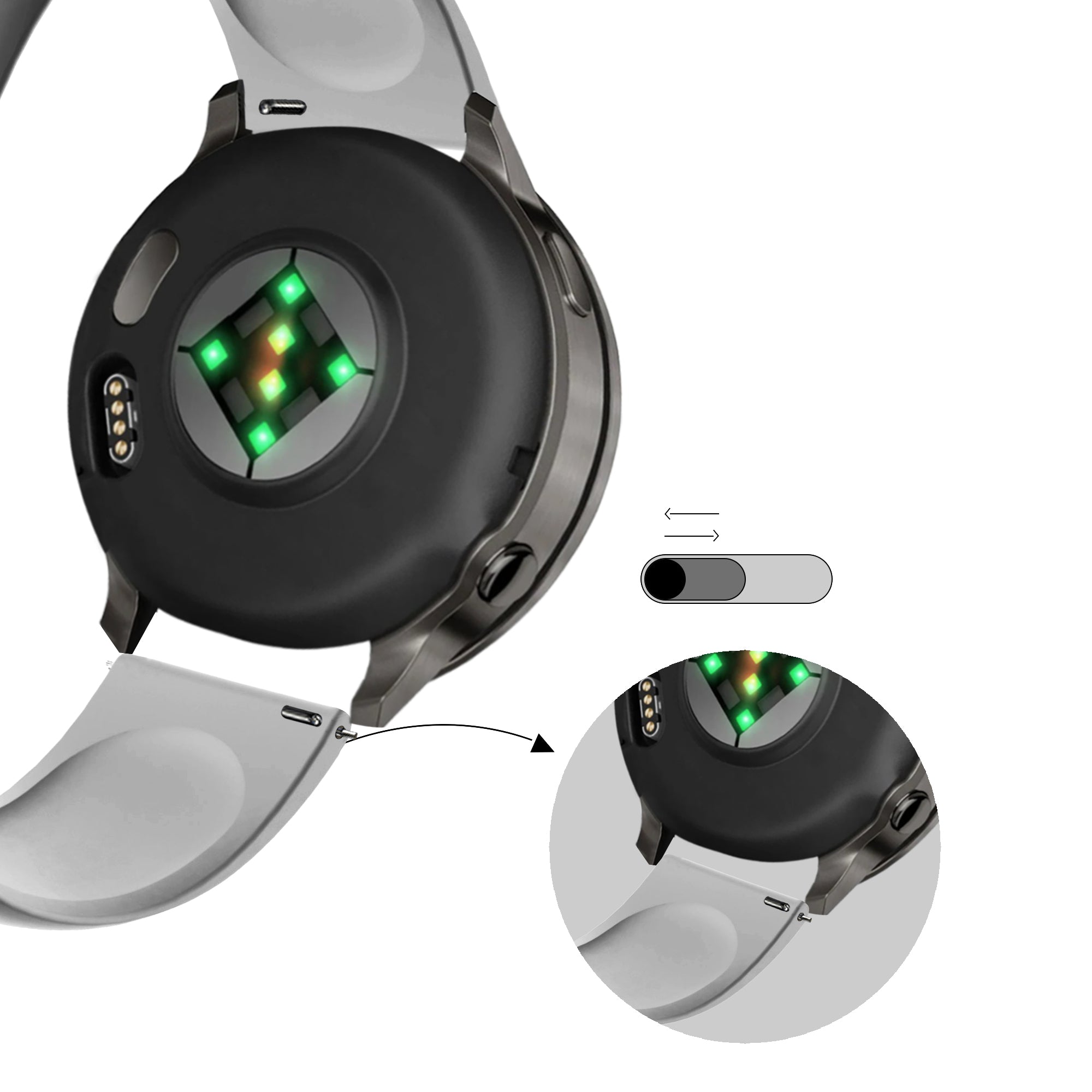 Bandz Garmin Forerunner 570 - 42mm sport band 'Deluxe' (grijs)