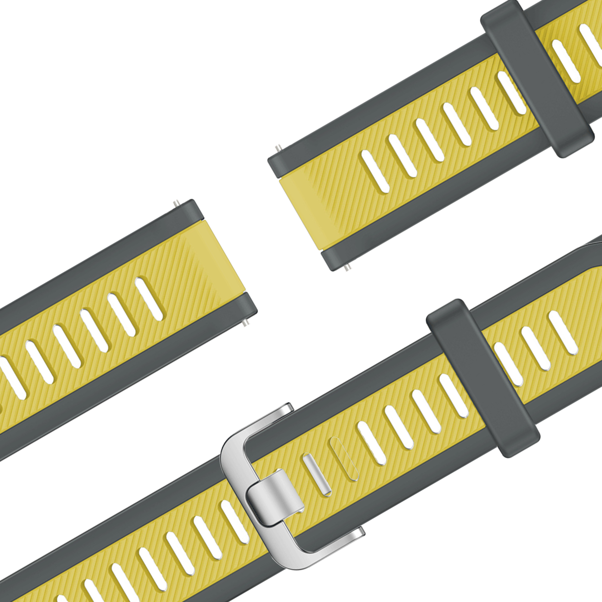 Bandz Garmin Vivoactive 3 Dual Buckled Sport Strap (Grey/Yellow)