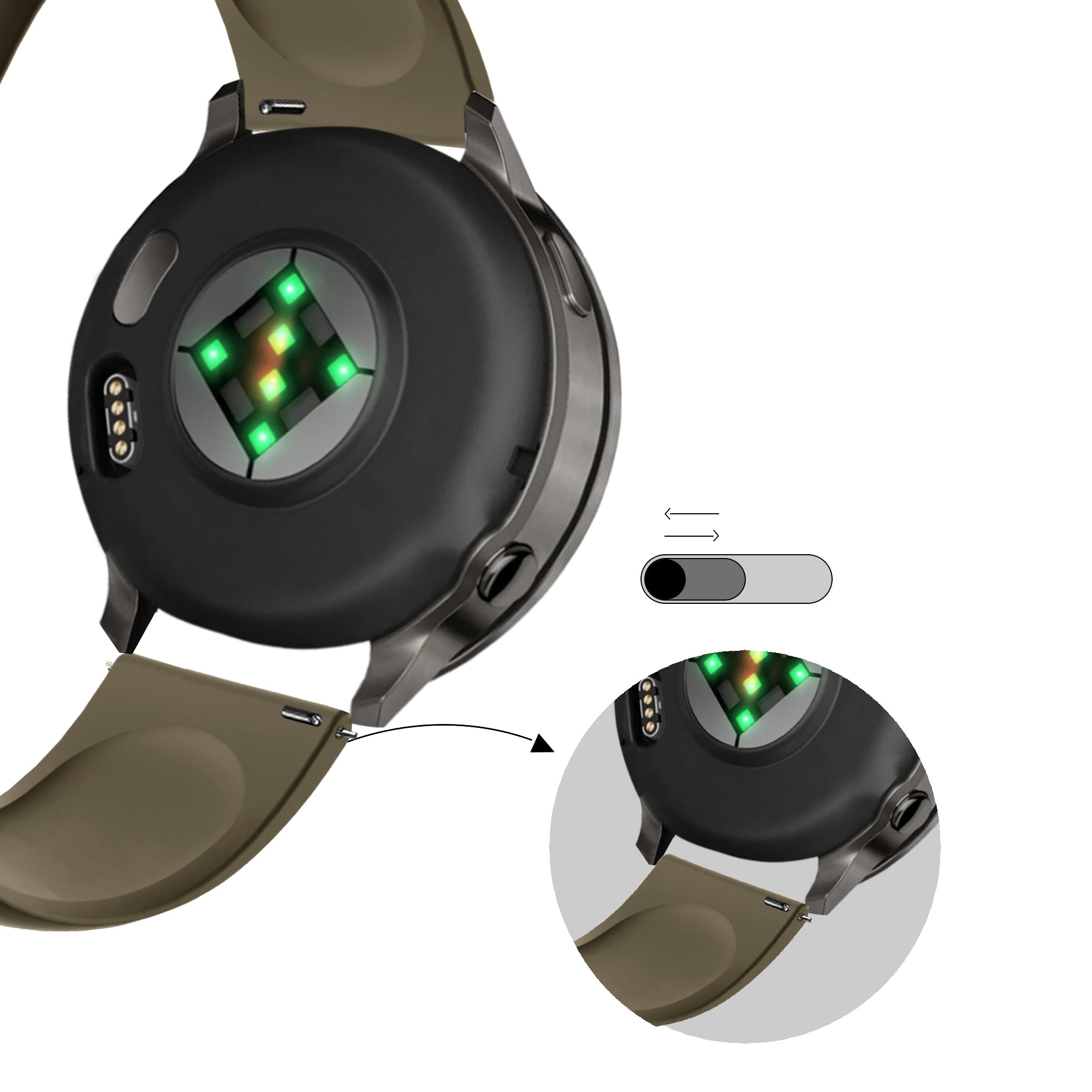 Bandz Garmin Venu 2 sport band 'Deluxe' (olijf)