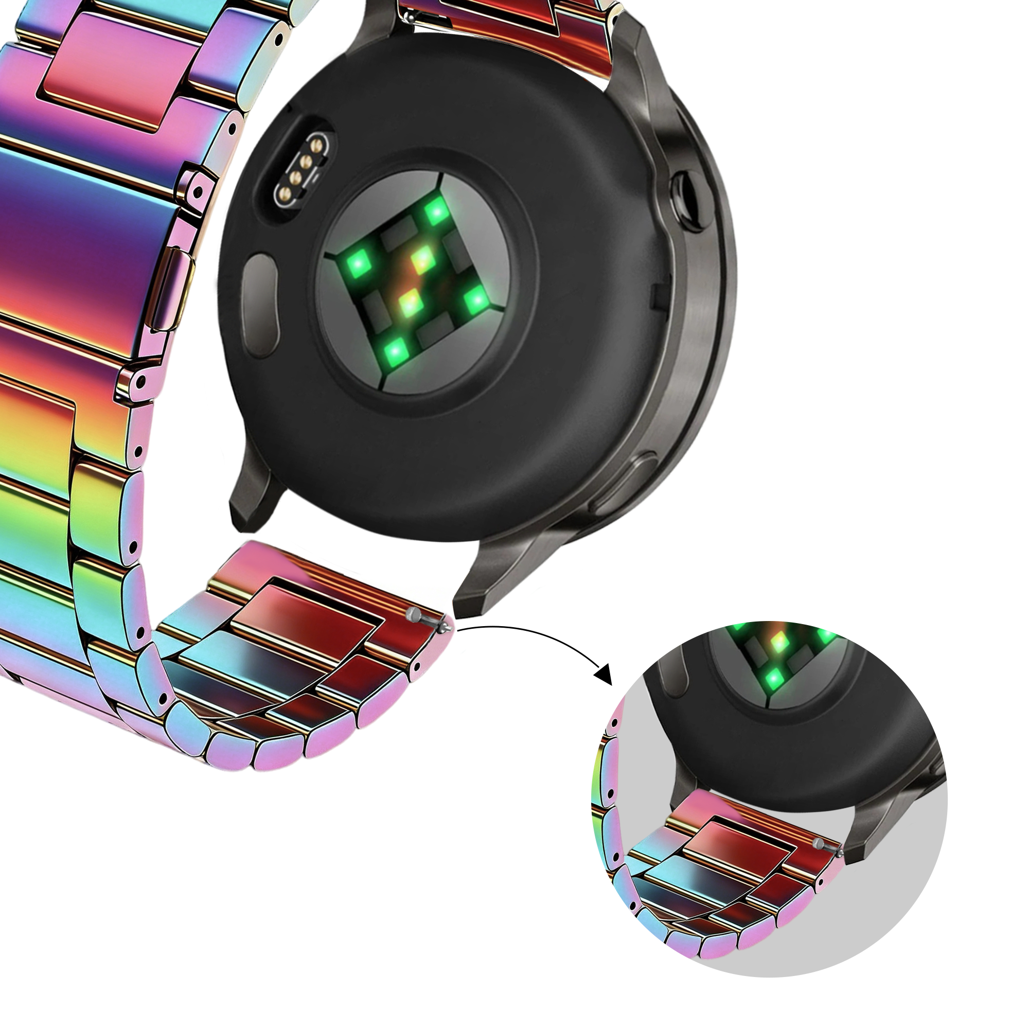 Bandz Garmin Venu SQ stalen band 'Classic' (parelmoer)