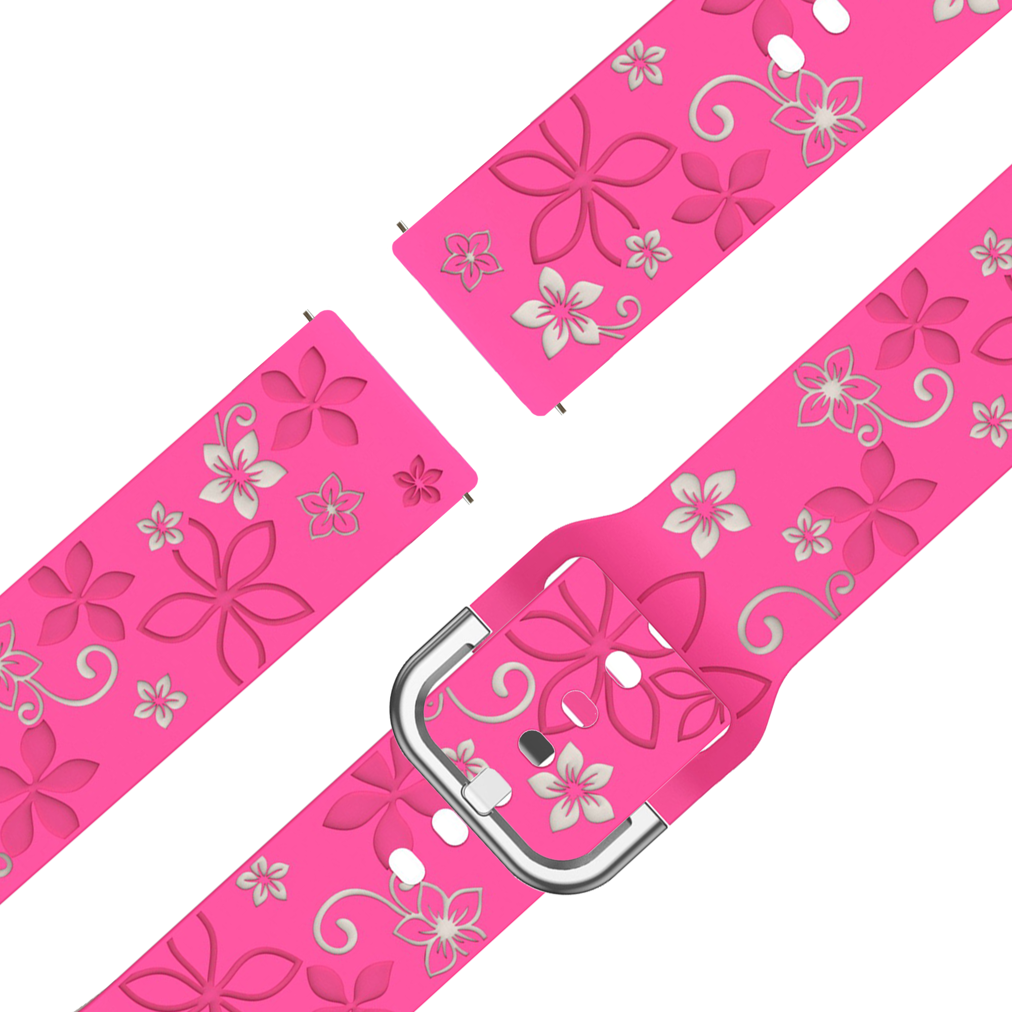 Bandz Garmin Venu SQ Silicone Strap 'Flowers' (Bright Pink/Starlight)