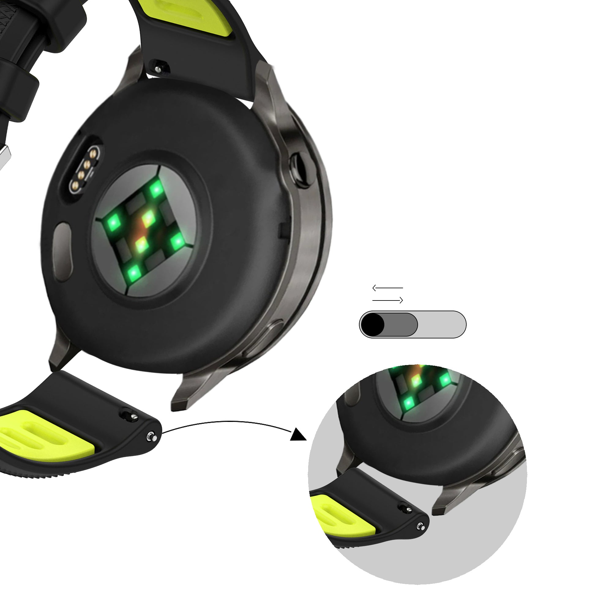 Bandz Garmin Vivomove 3s sport band met gesp (zwart/geel)