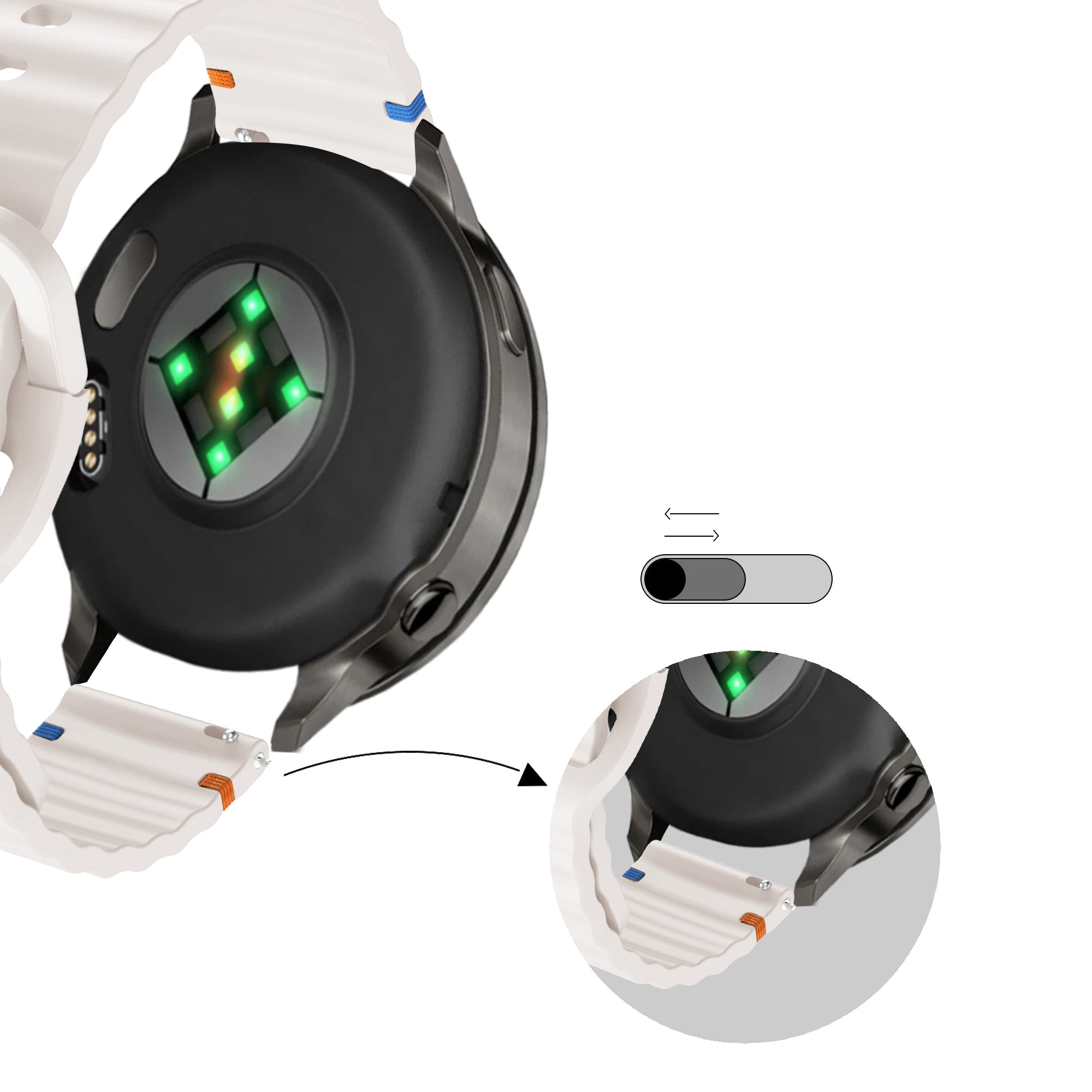 Bandz Garmin Vivomove Sport Silicone Strap 'Wave' (Starlight)