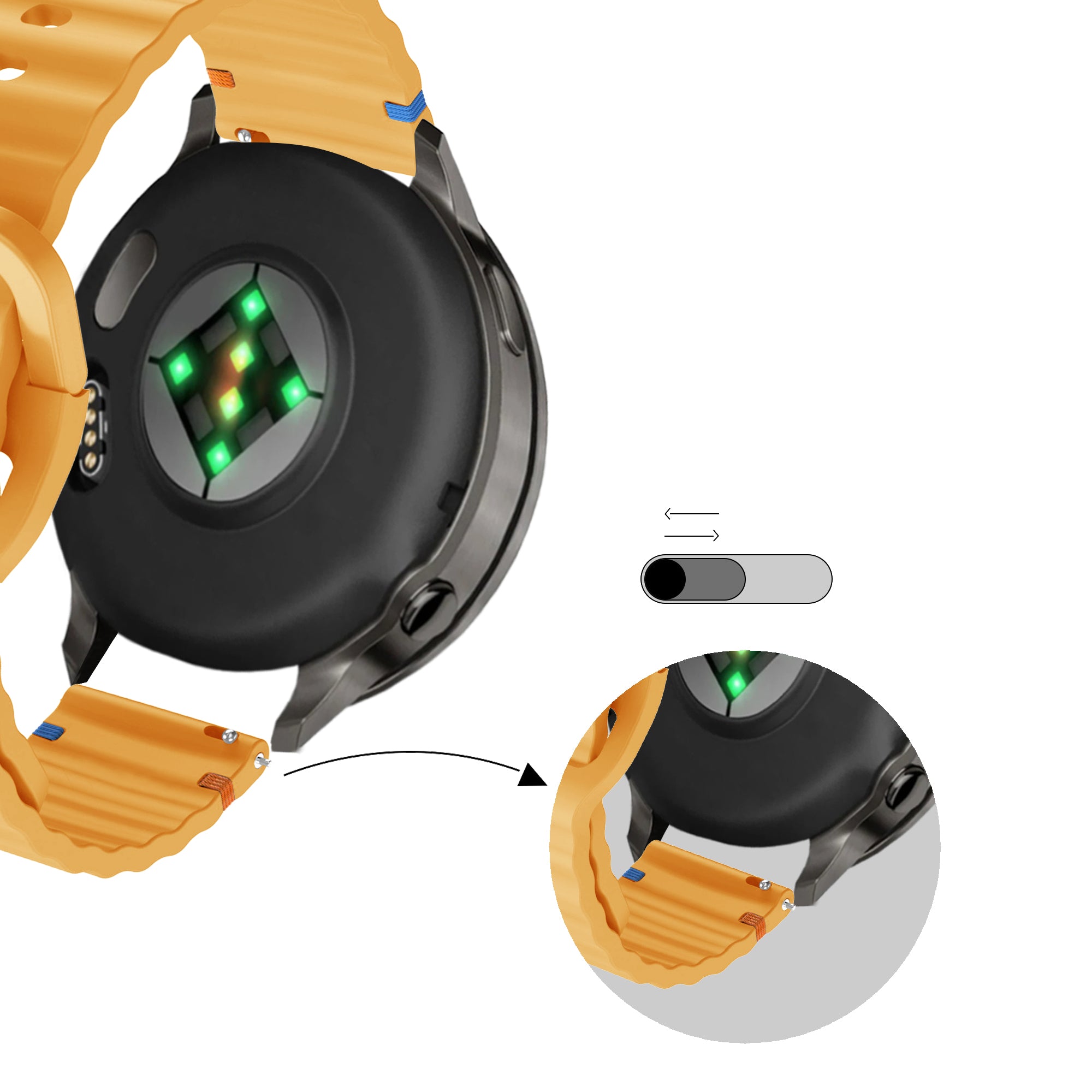 Bandz Garmin Vivomove 3 Silicone Strap 'Wave' (Dark Yellow)