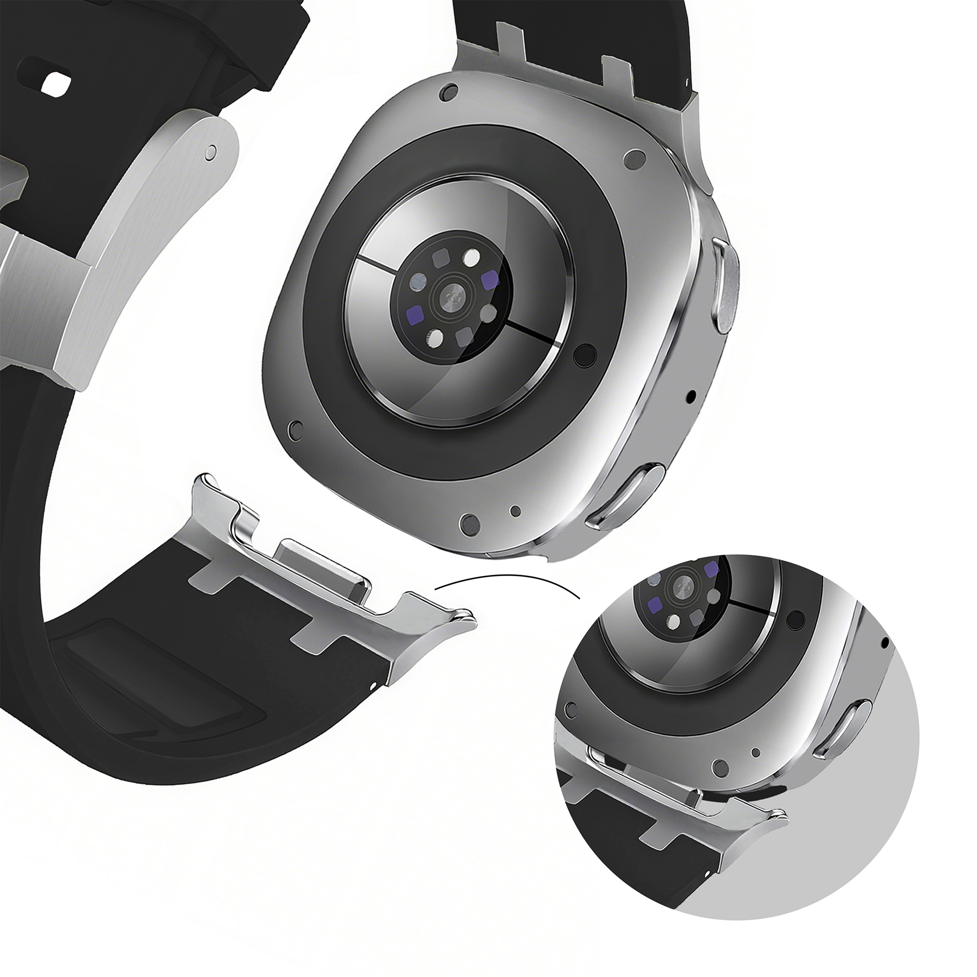 Bandz Samsung Galaxy Watch 8 - 40mm siliconen band 'Luxe Liquid' (zwart)