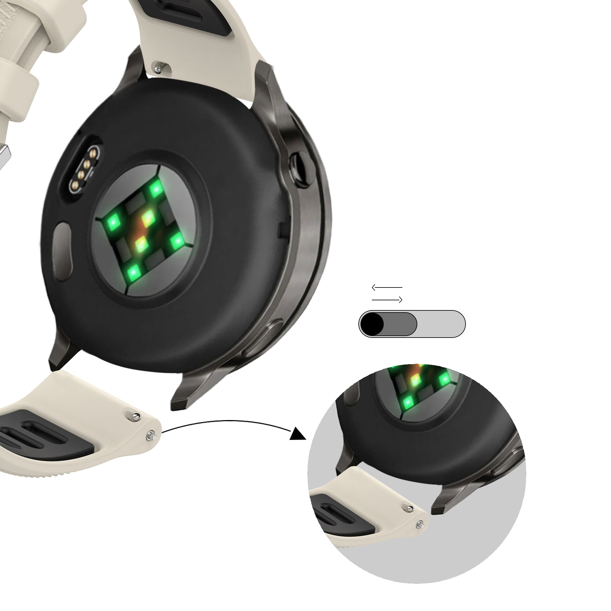 Bandz Garmin Venu 3s Sport Strap with Buckle (Starlight/Black)