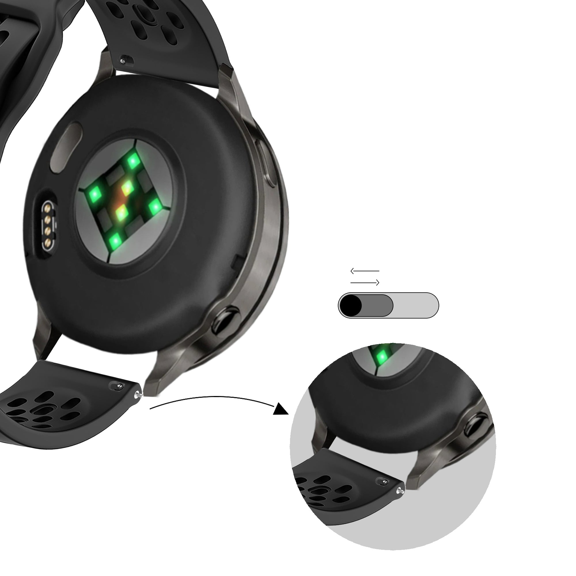 Bandz Garmin Vivoactive 6 siliconen band 'Air' (zwart)